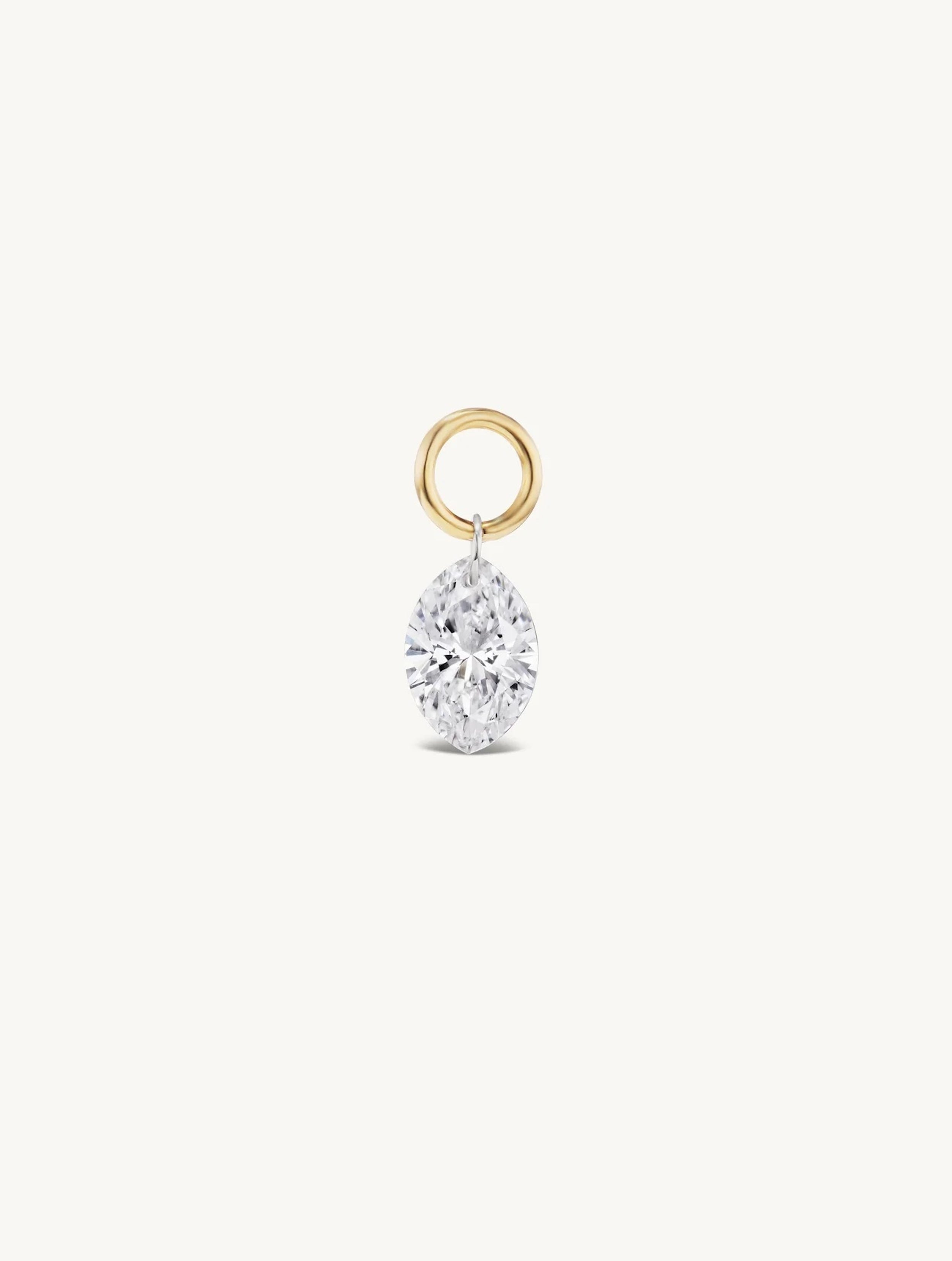 Large Marquise Pierced Diamond Charm for Huggies