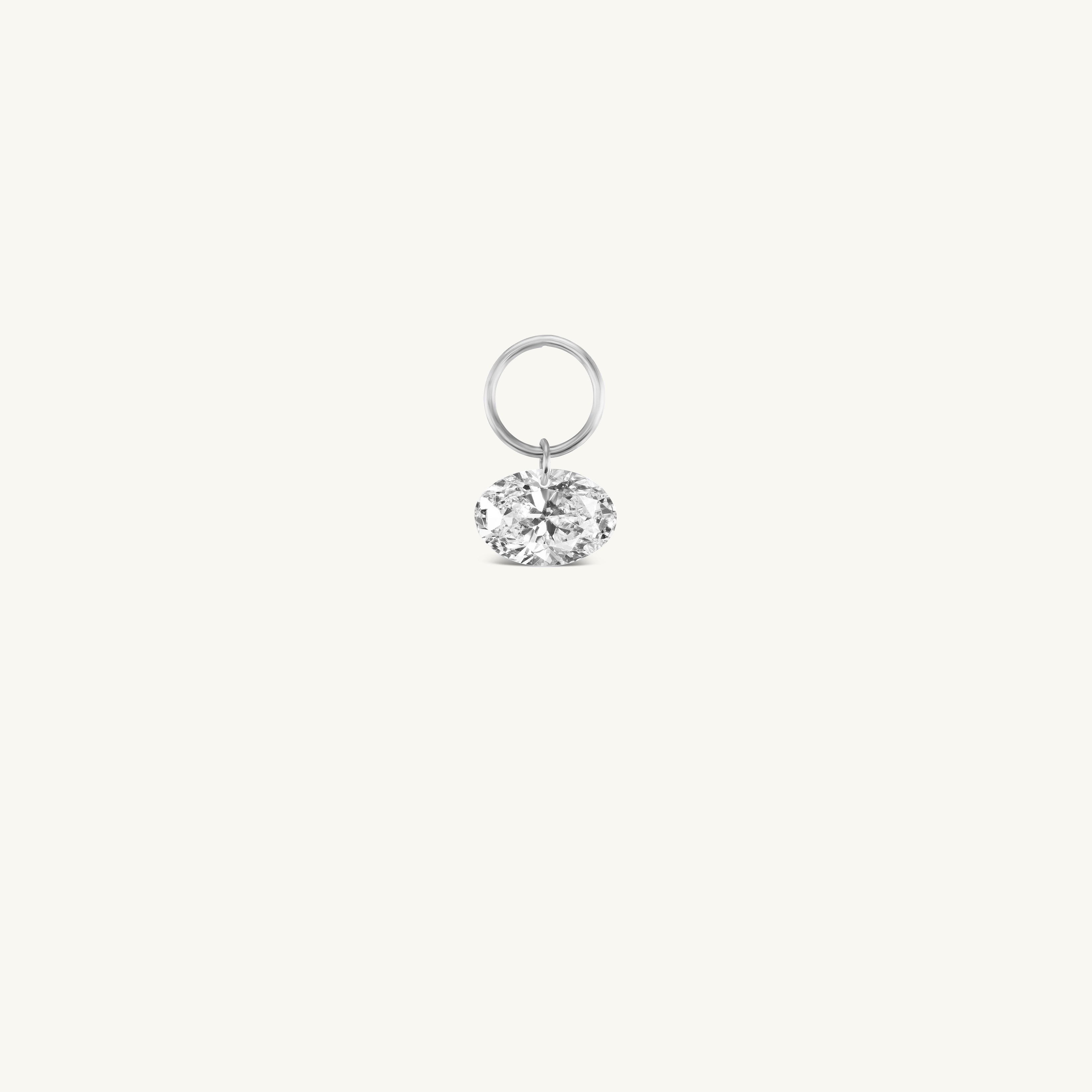 Large Oval Pierced Diamond Charm for Huggies