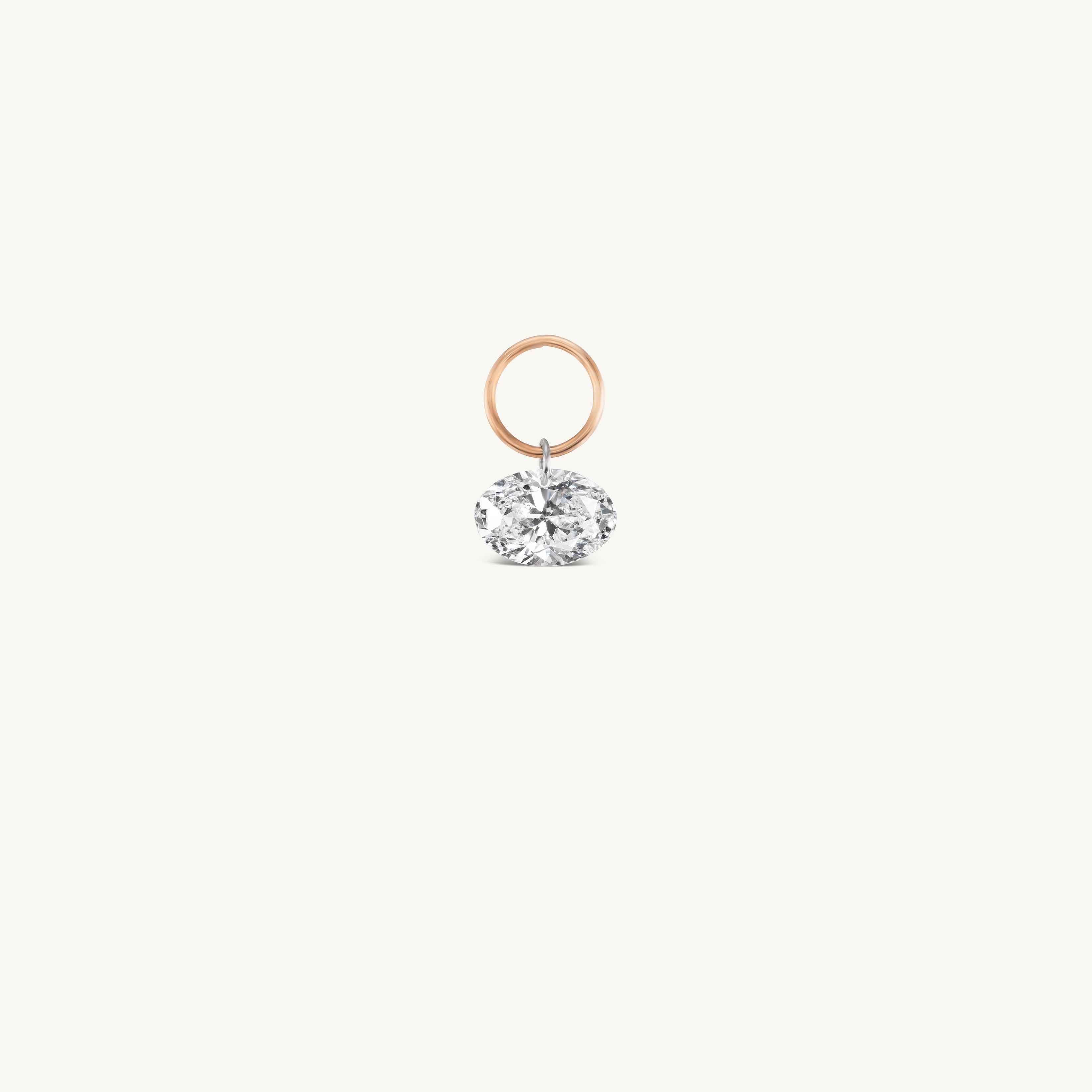 Large Oval Pierced Diamond Charm for Huggies