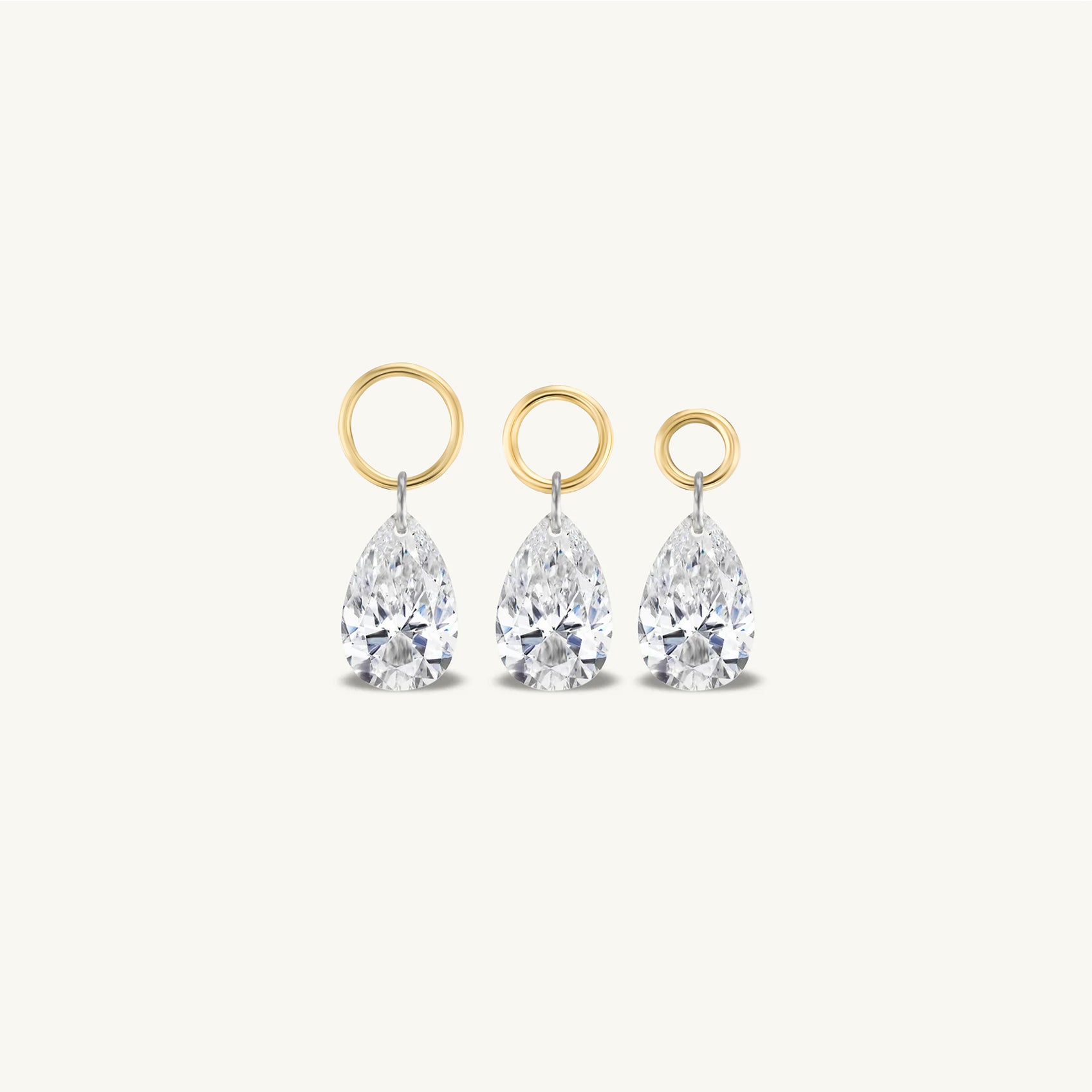 Large Pear Pierced Diamond Charm for Huggies