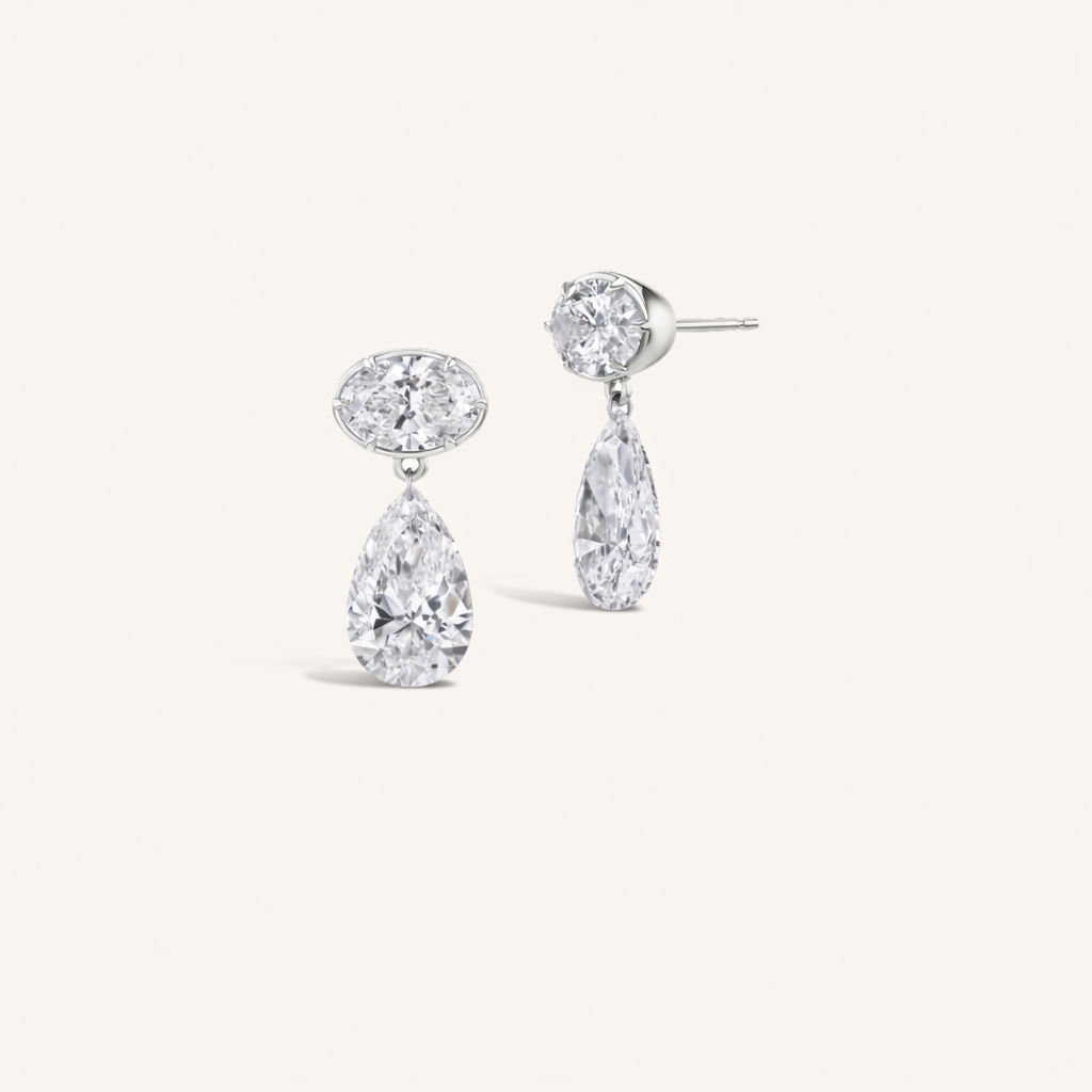 Oval & Pierced Pear Drop Studs