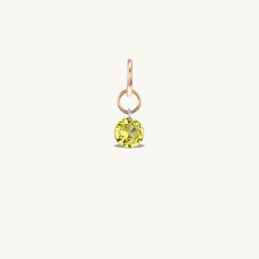 Small Round Pierced Light Yellow Sapphire Charm for Chains
