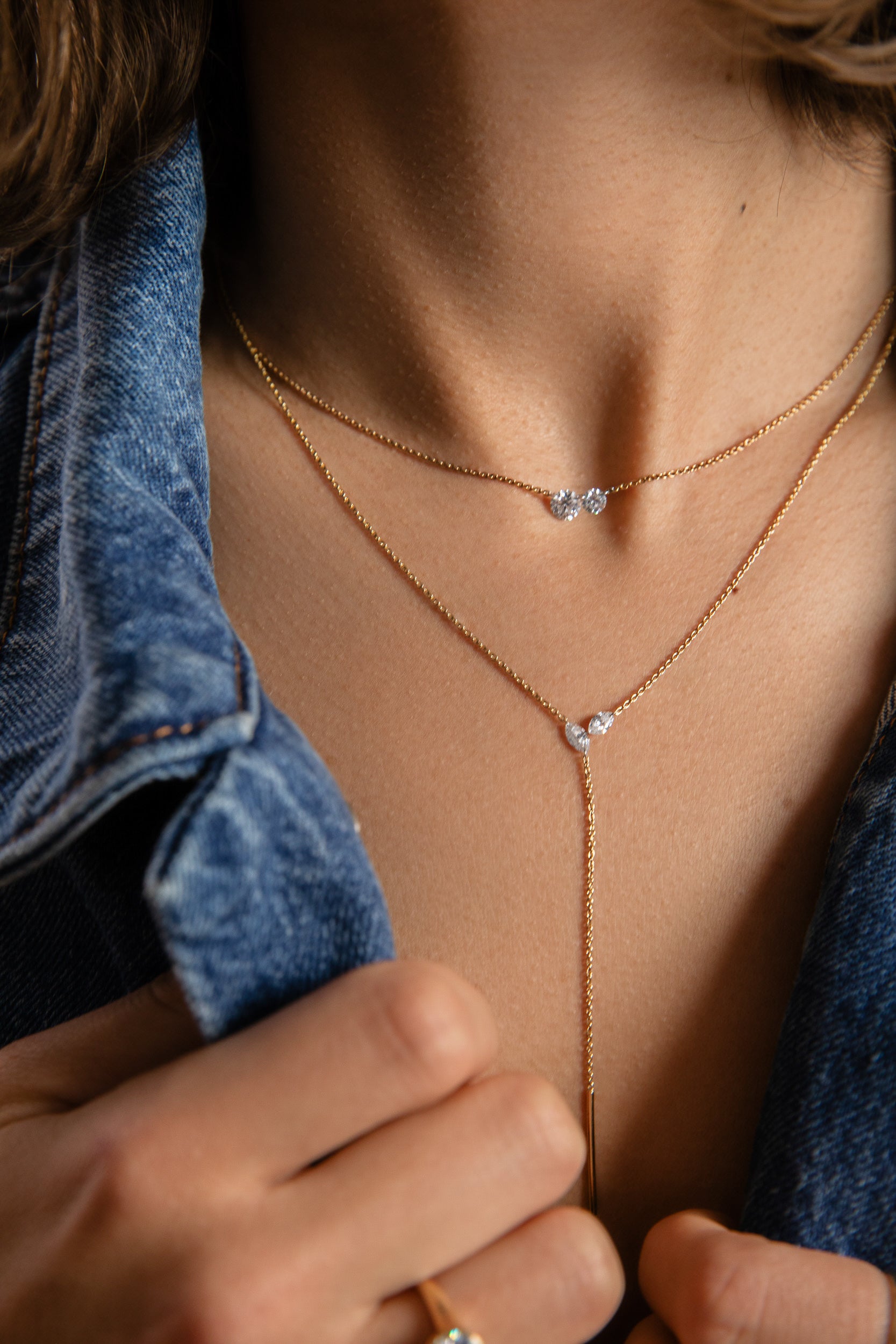 Pierced Diamond Twin Necklace