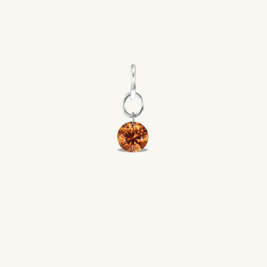 Small Round Pierced Orange Sapphire Charm for Chains