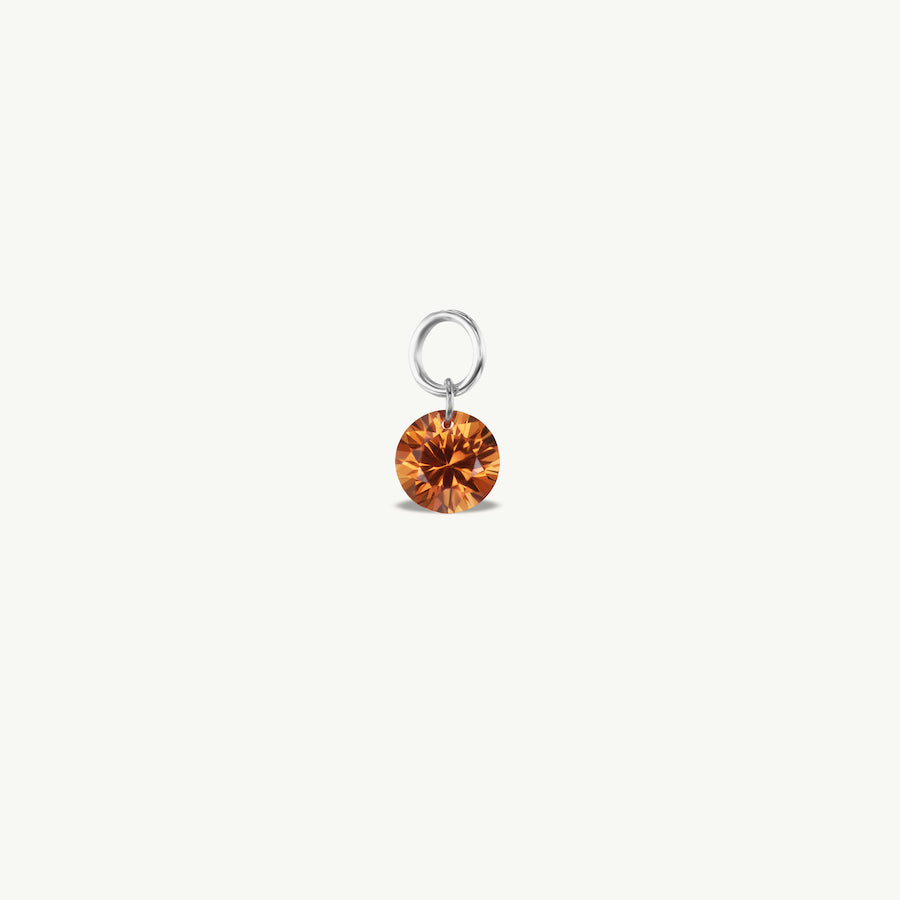 Small Round Pierced Orange Sapphire Charm for Huggies
