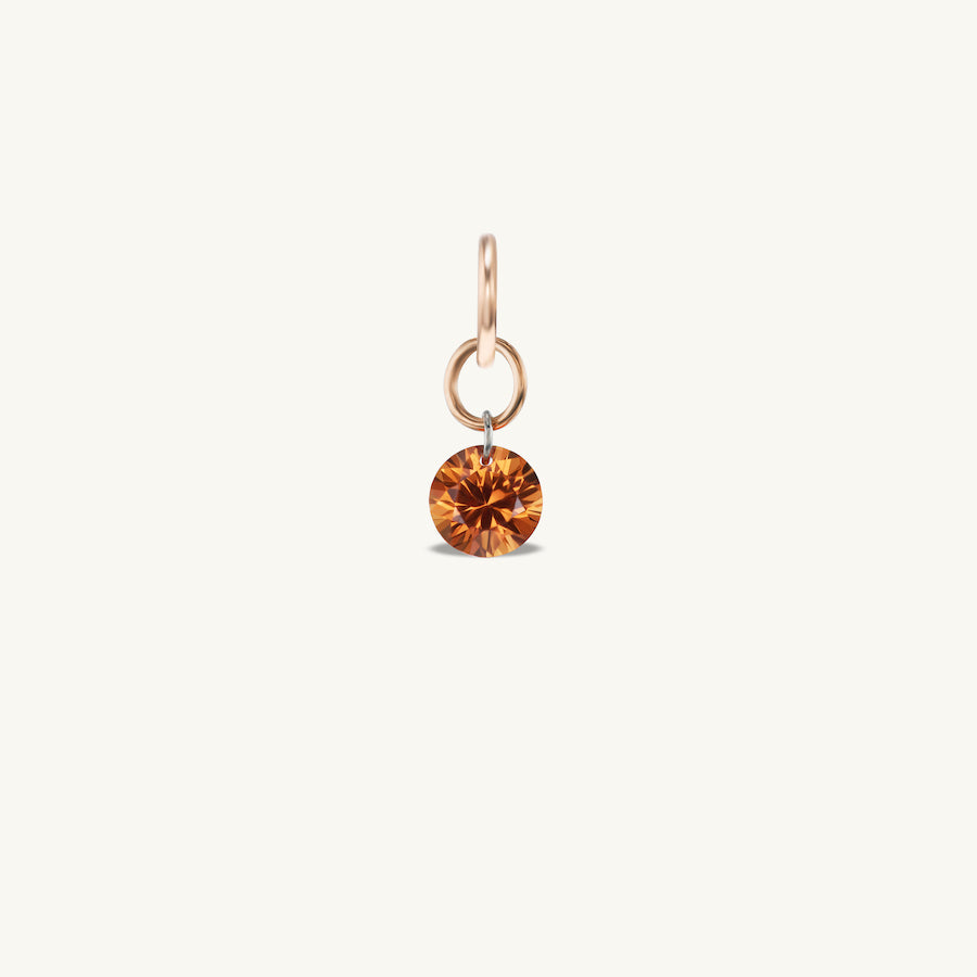Small Round Pierced Orange Sapphire Charm for Chains