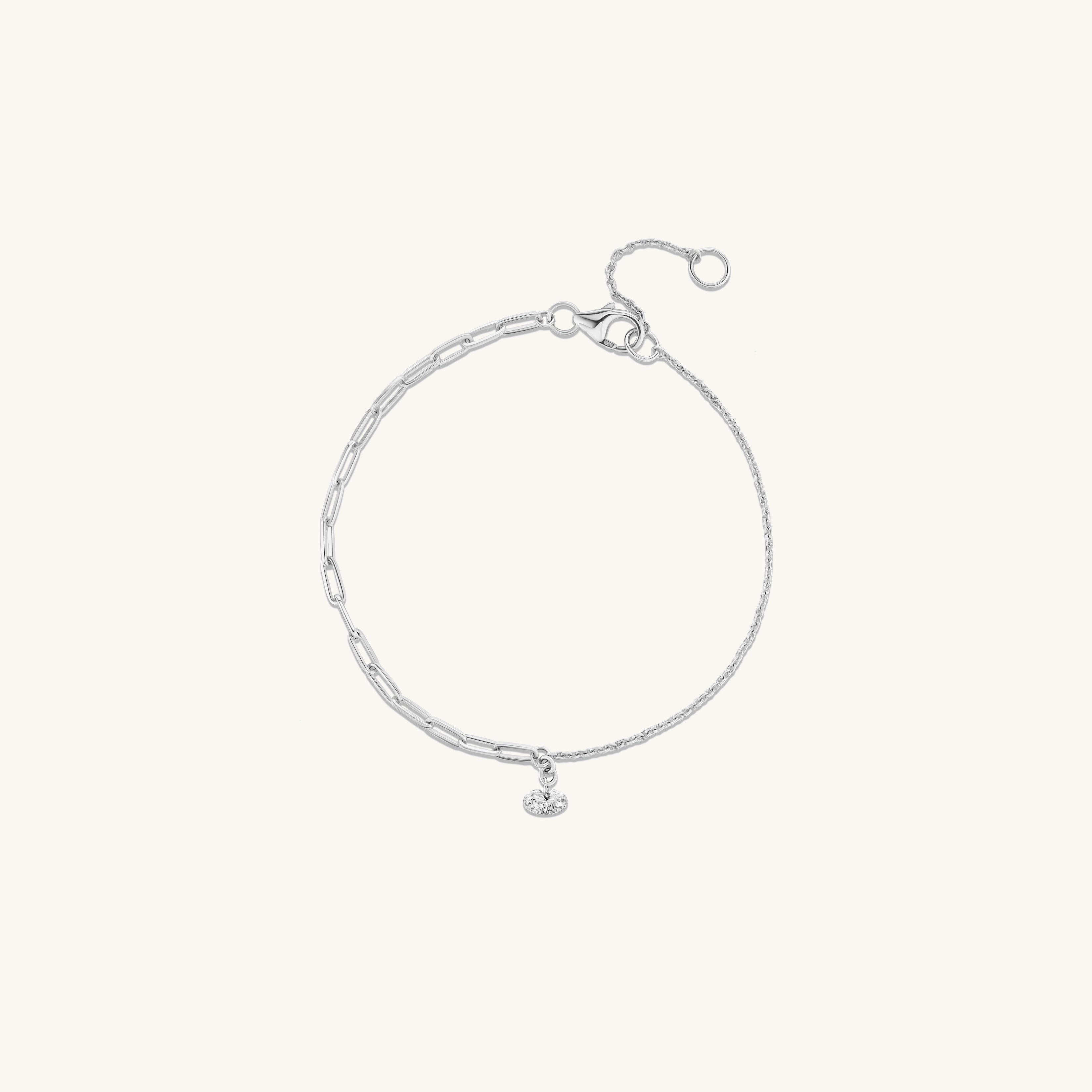 Pierced Oval Diamond Duo Chain Bracelet