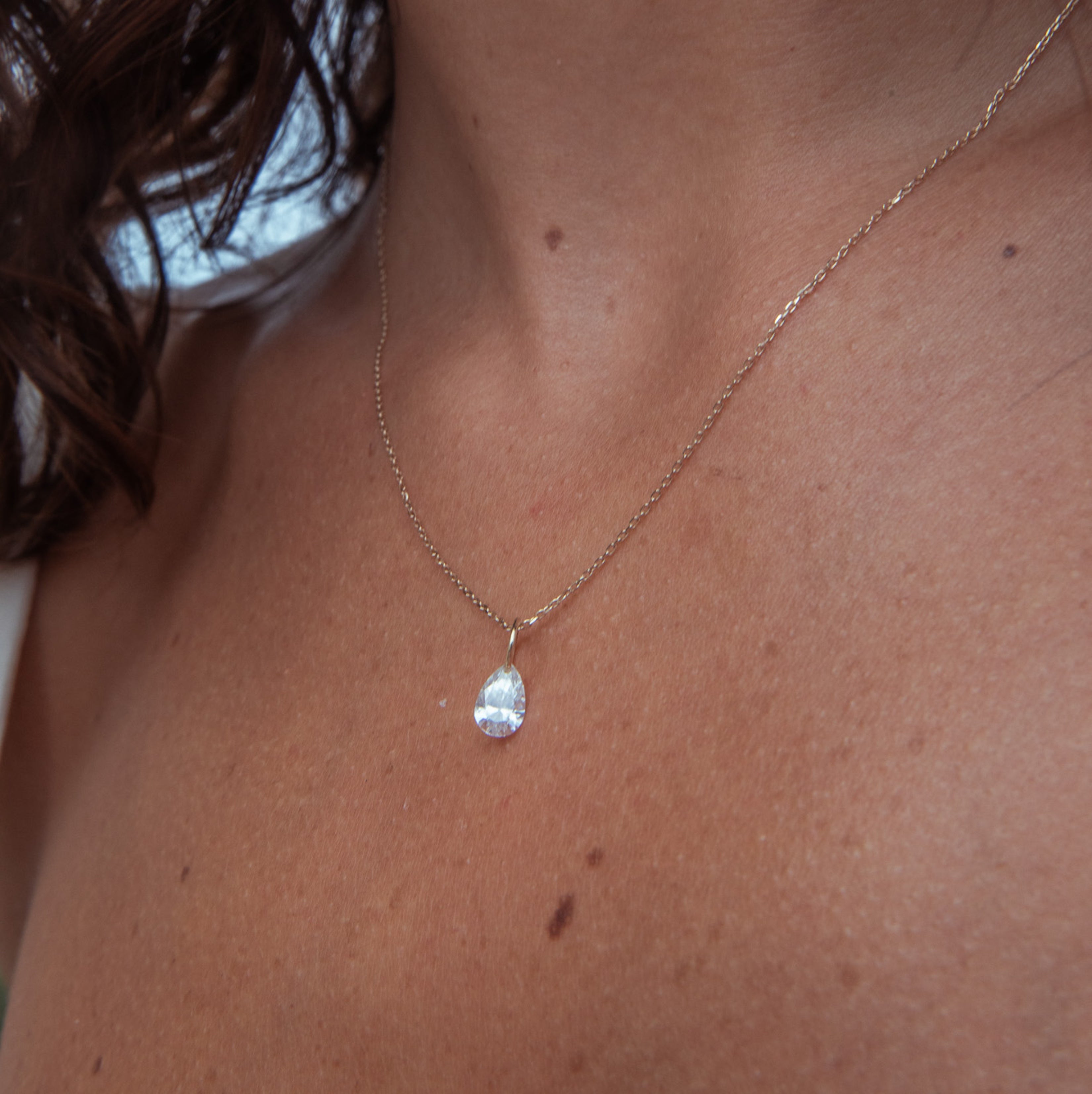 XL Pear Pierced Diamond Charm + Free Chain Necklace