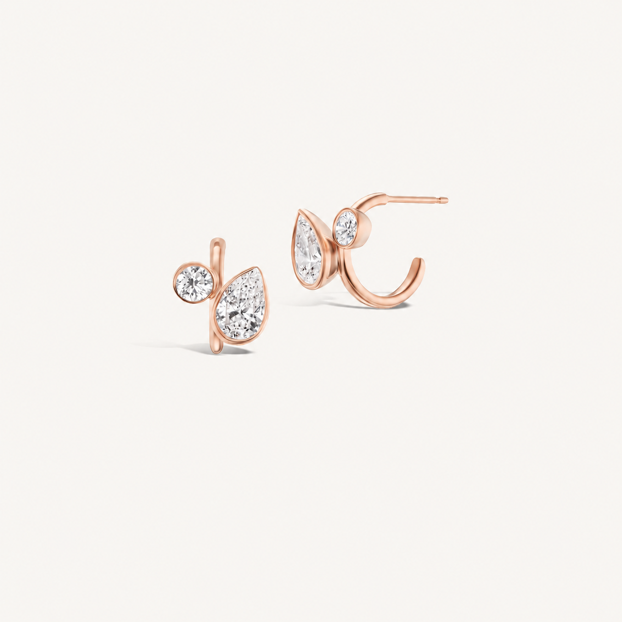 Pear + Round Trace Huggie