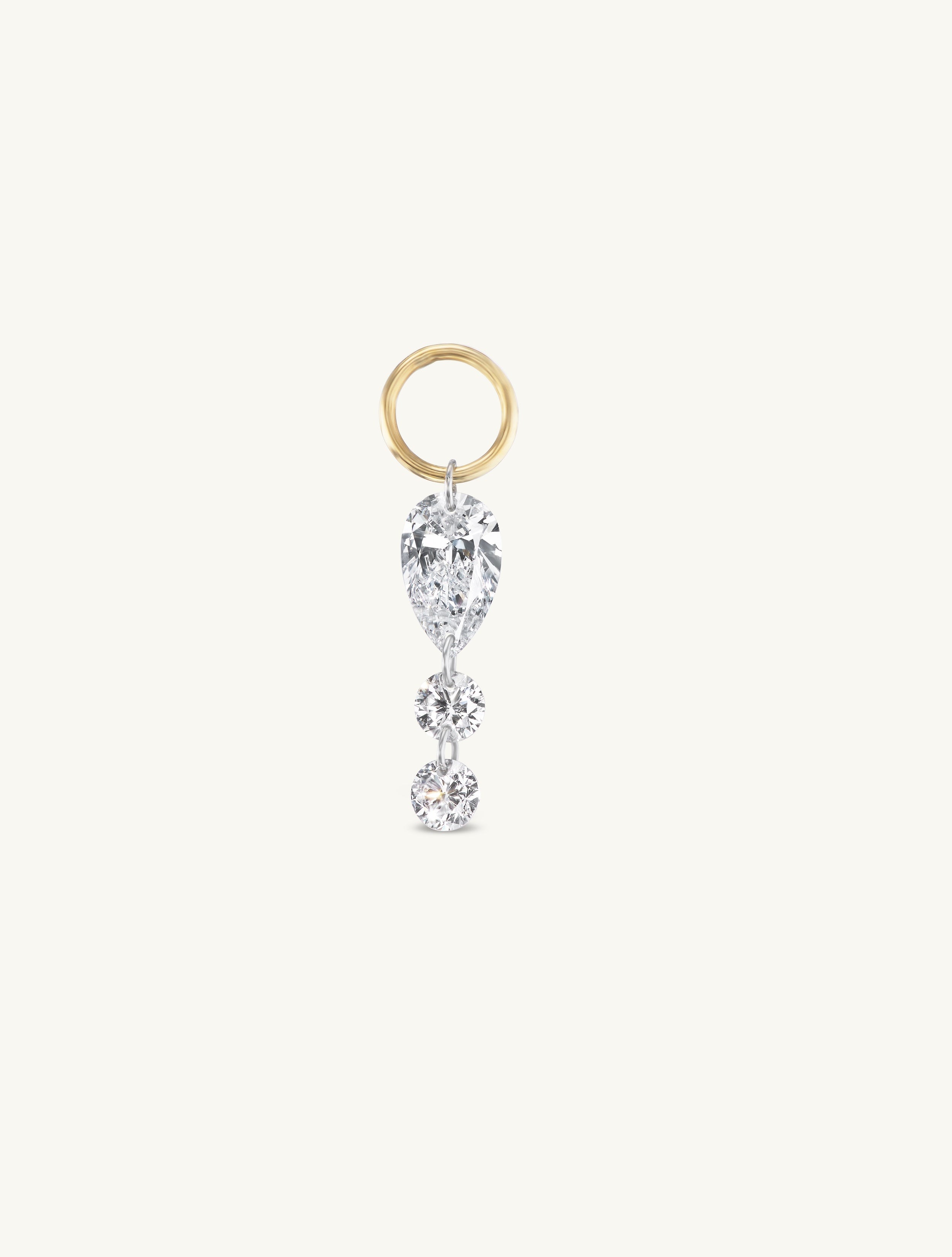 Pear + Duo Round Pierced Diamond Charm for Huggies