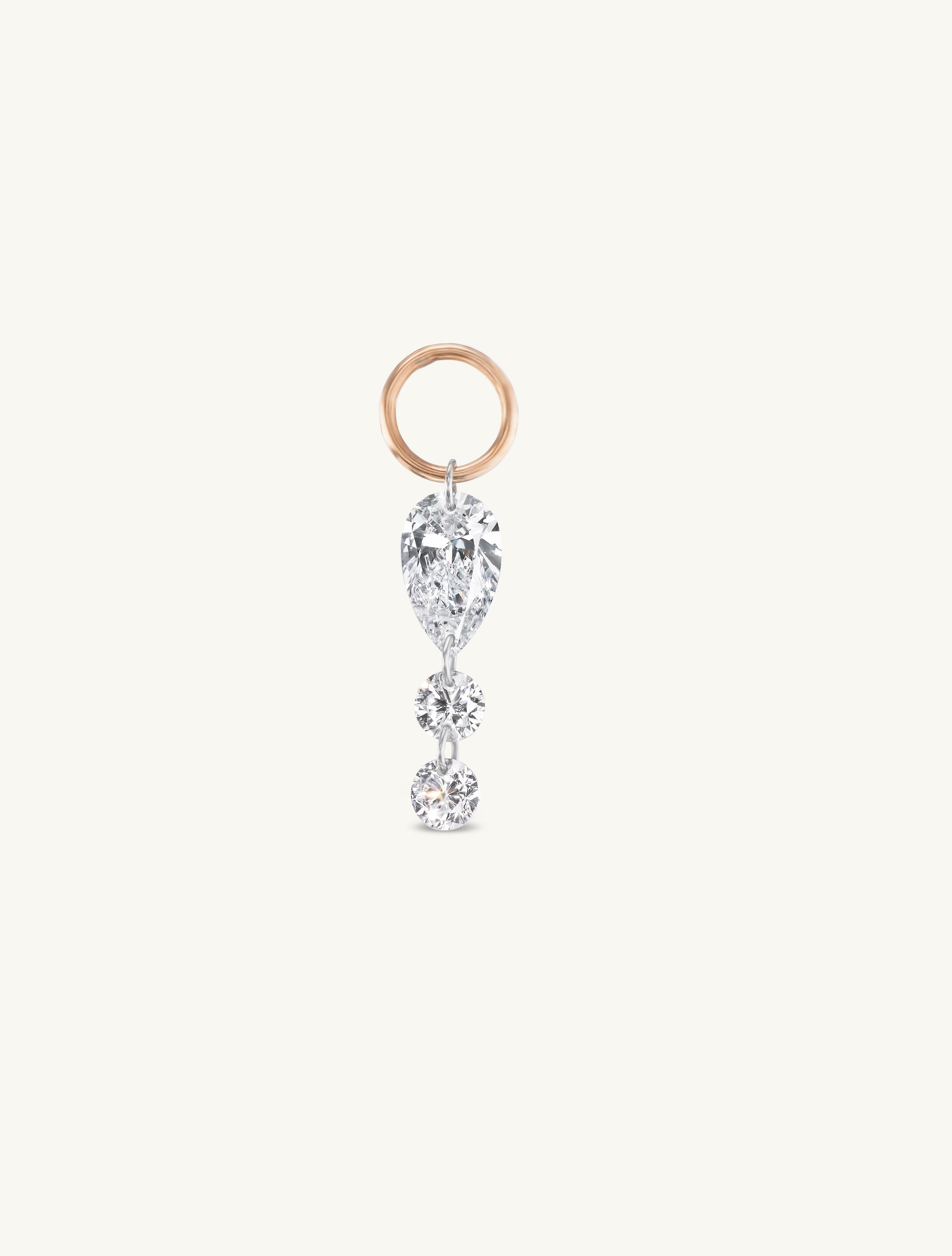 Pear + Duo Round Pierced Diamond Charm for Huggies