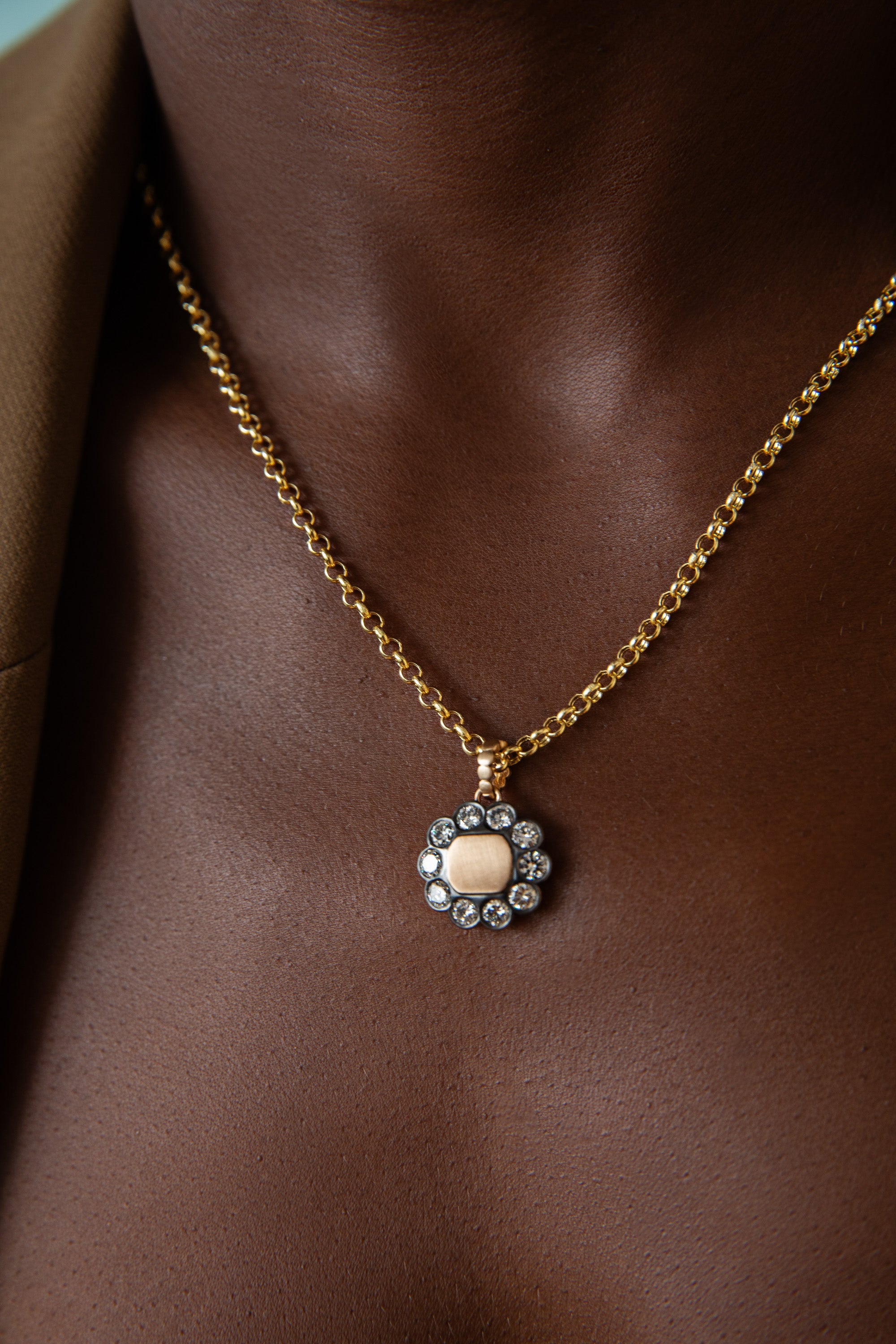 Patina Flower Pendant Necklace