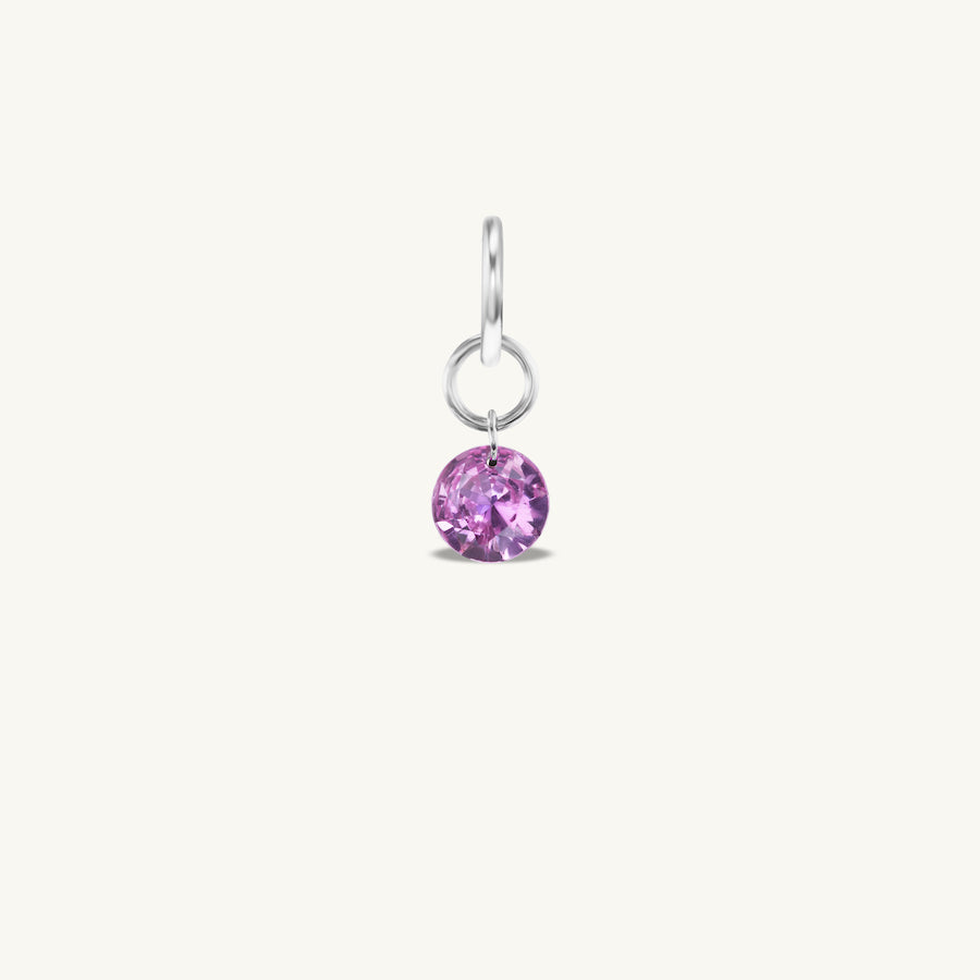 Small Round Pierced Pink Sapphire Charm for Chains