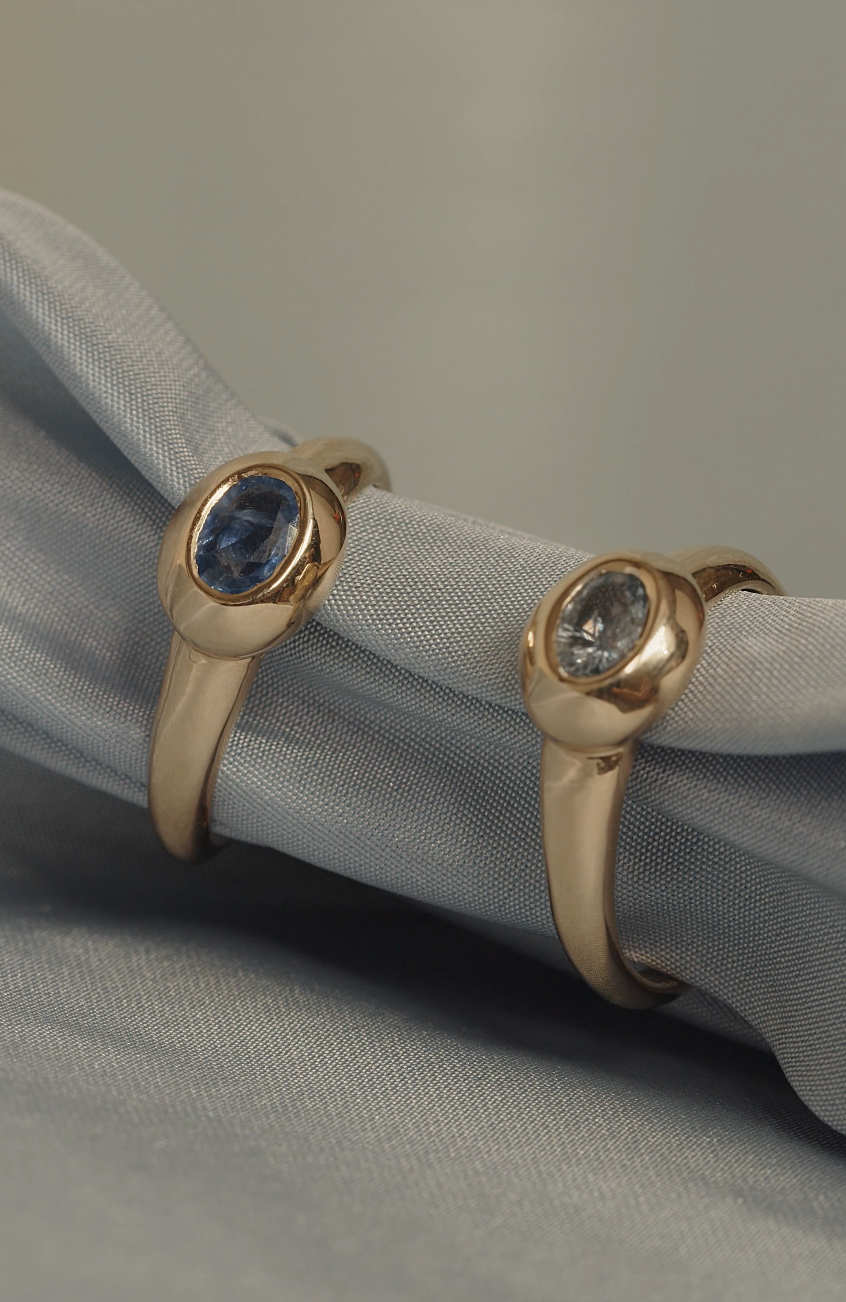 Blue Sapphire Venus Pinky Ring