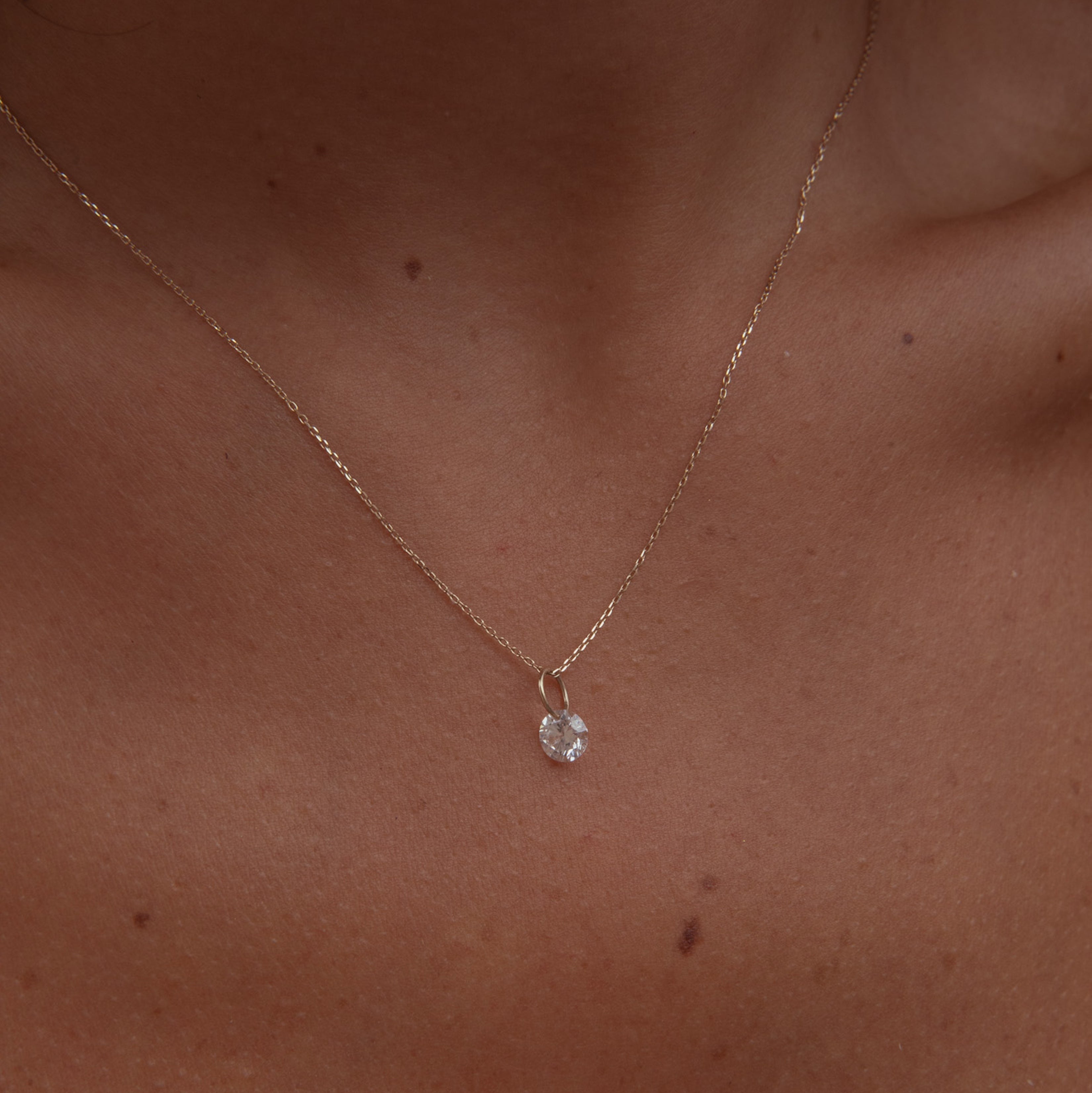 XL Round Pierced Diamond Charm + Free Chain Necklace