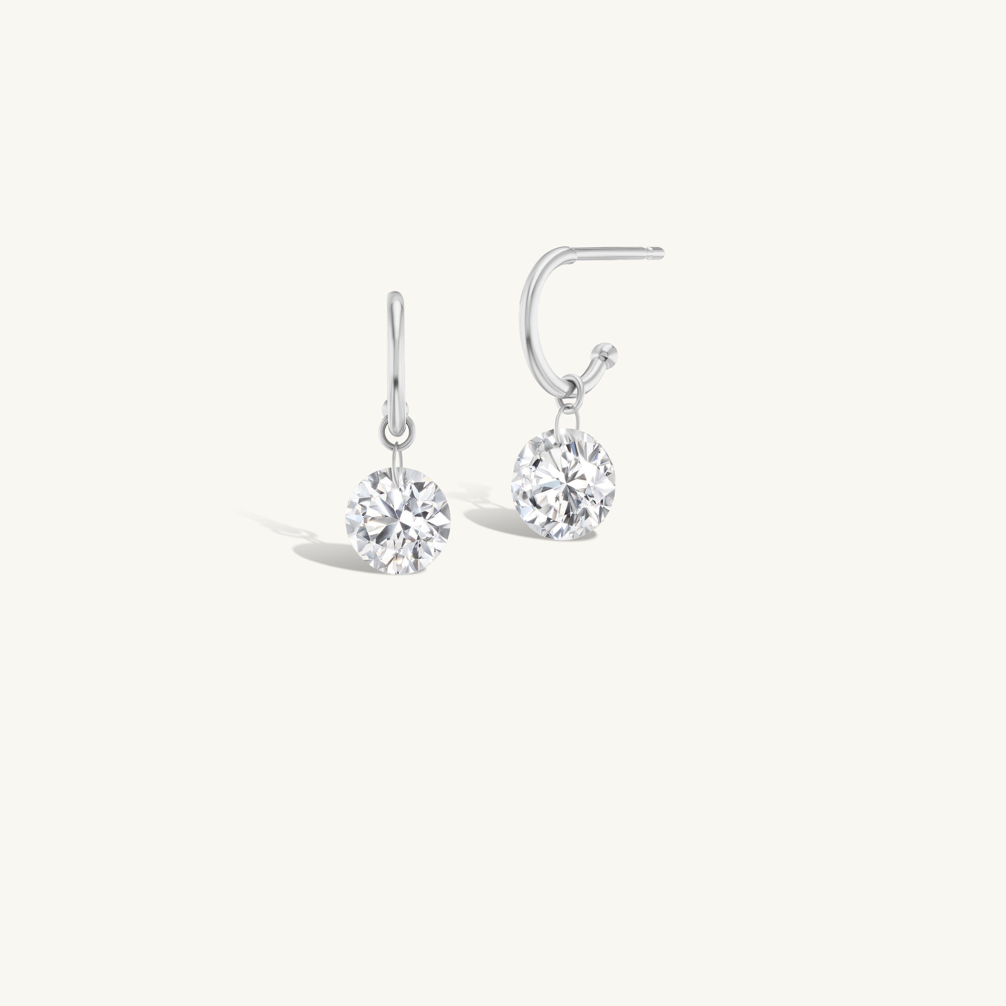 1 Carat Round Pierced Diamond Earring