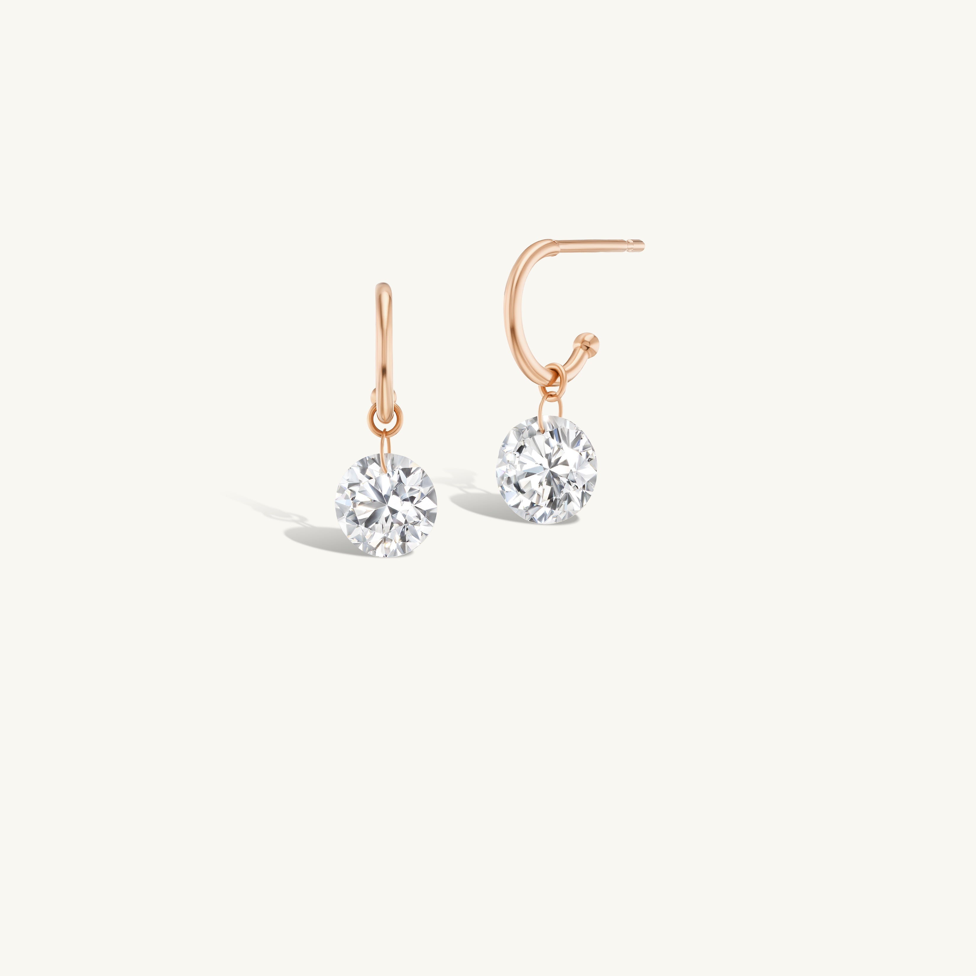 1 Carat Round Pierced Diamond Earring