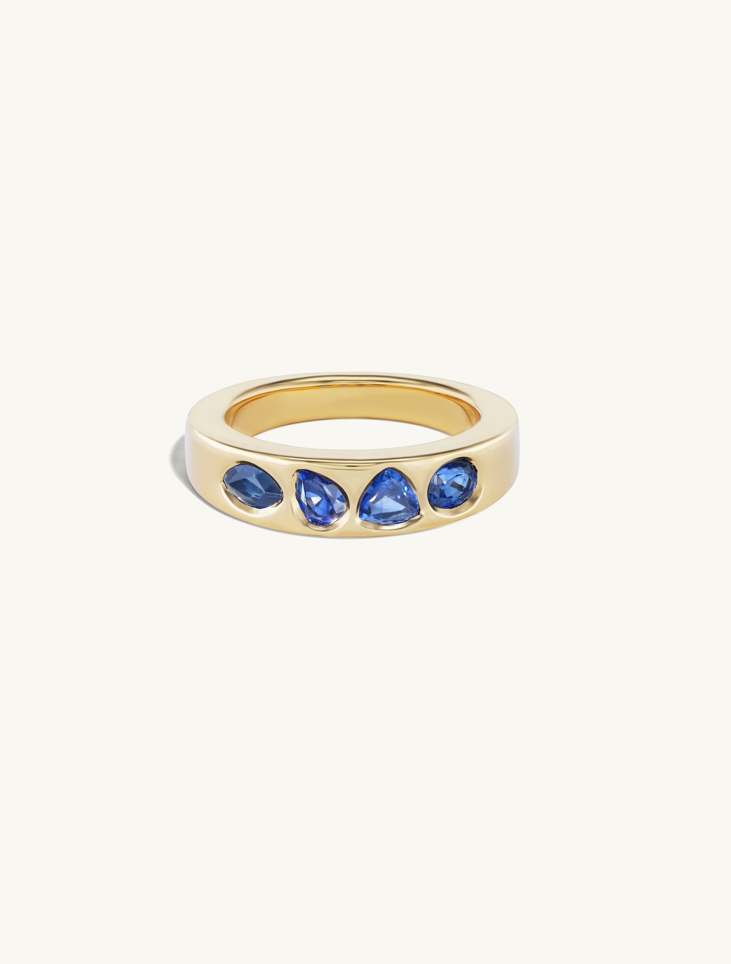 Blue Sapphire Geometric Band