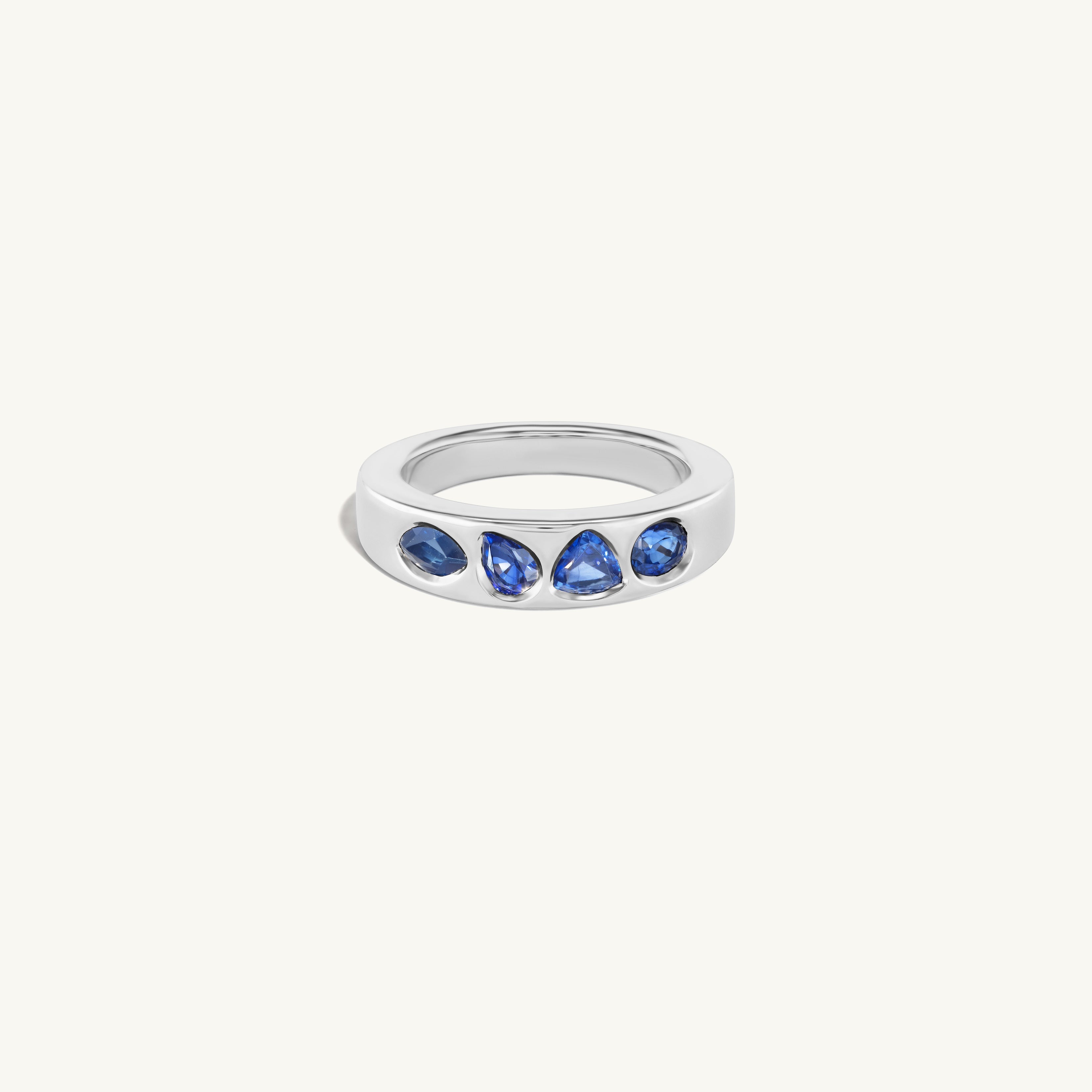 Blue Sapphire Geometric Band