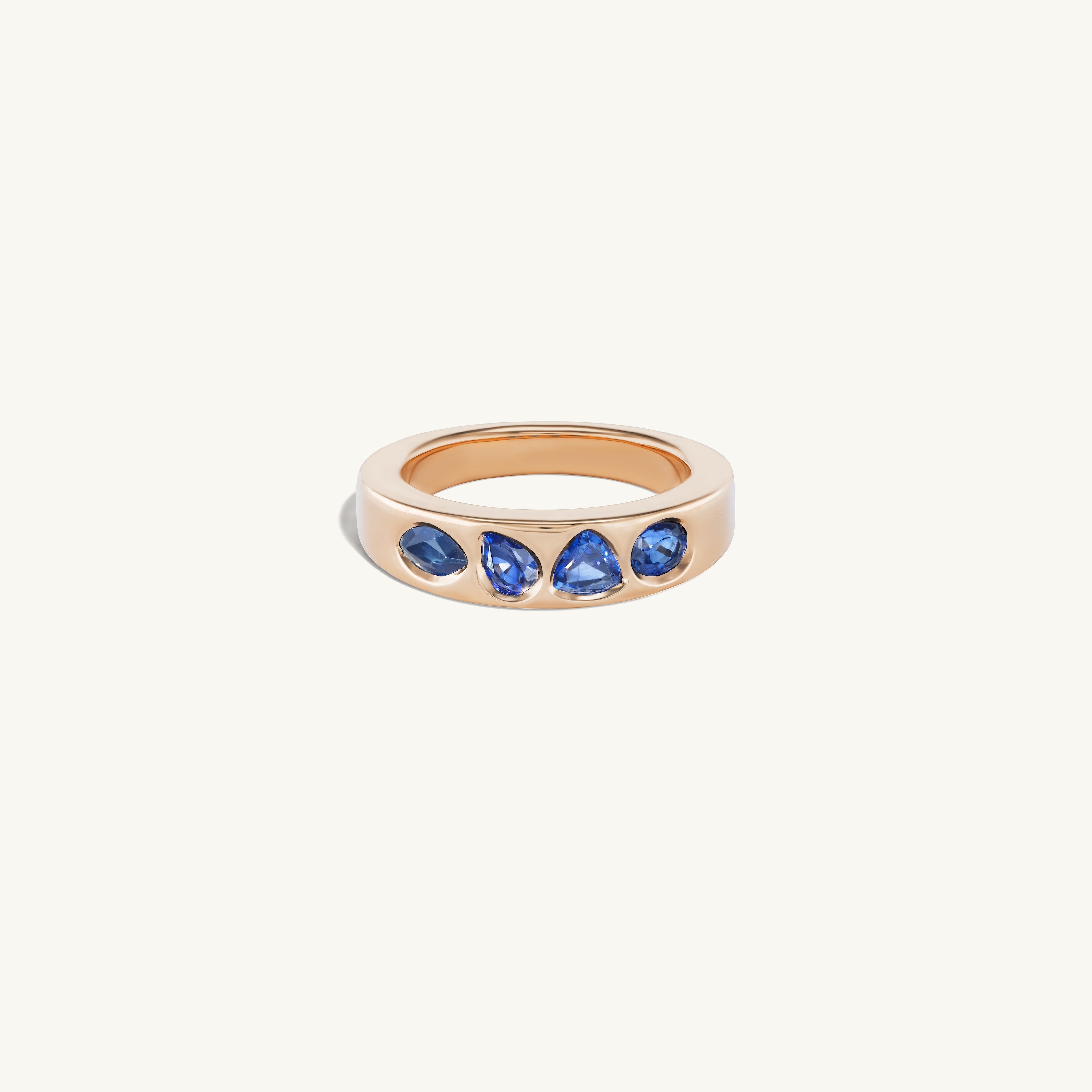 Blue Sapphire Geometric Band