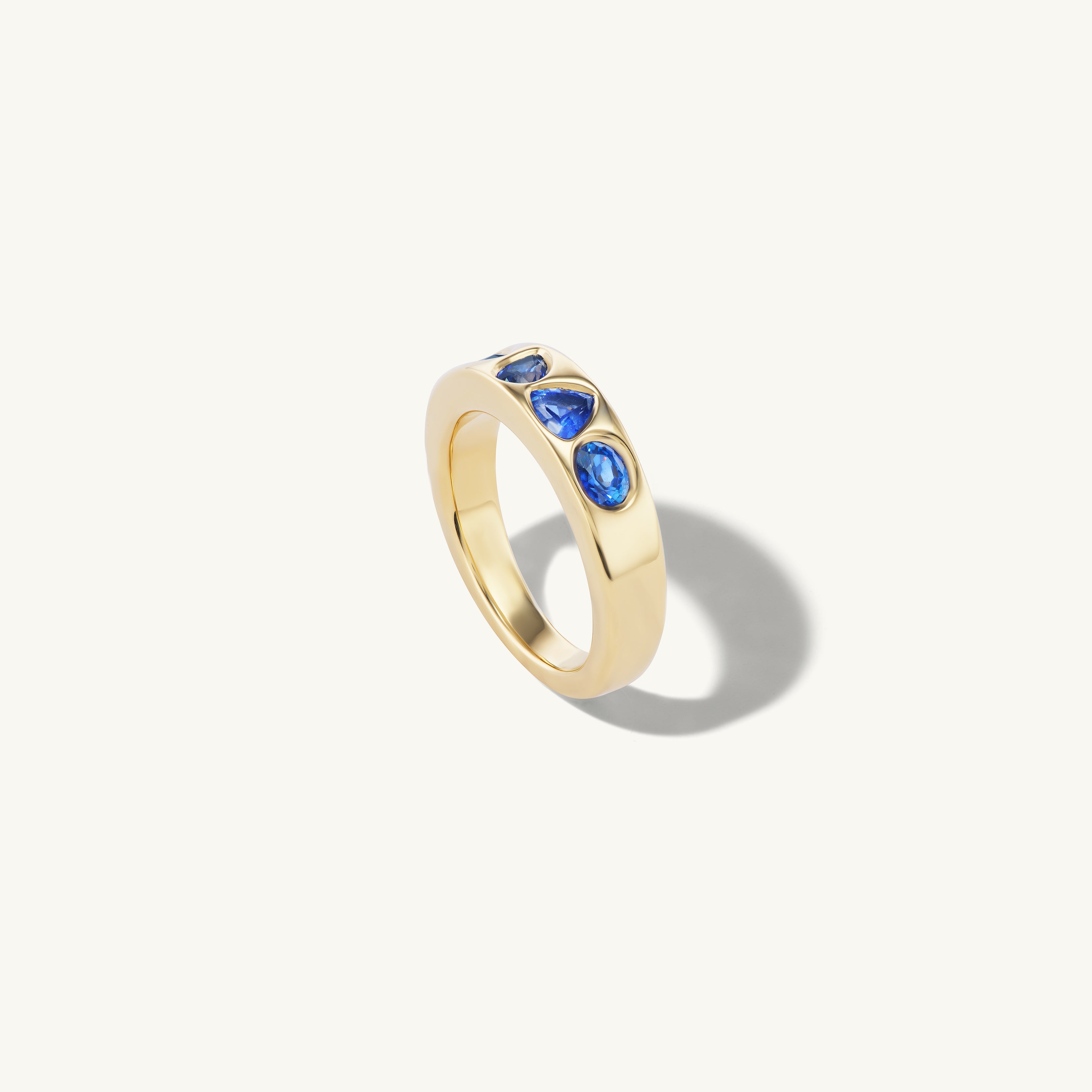 Blue Sapphire Geometric Band