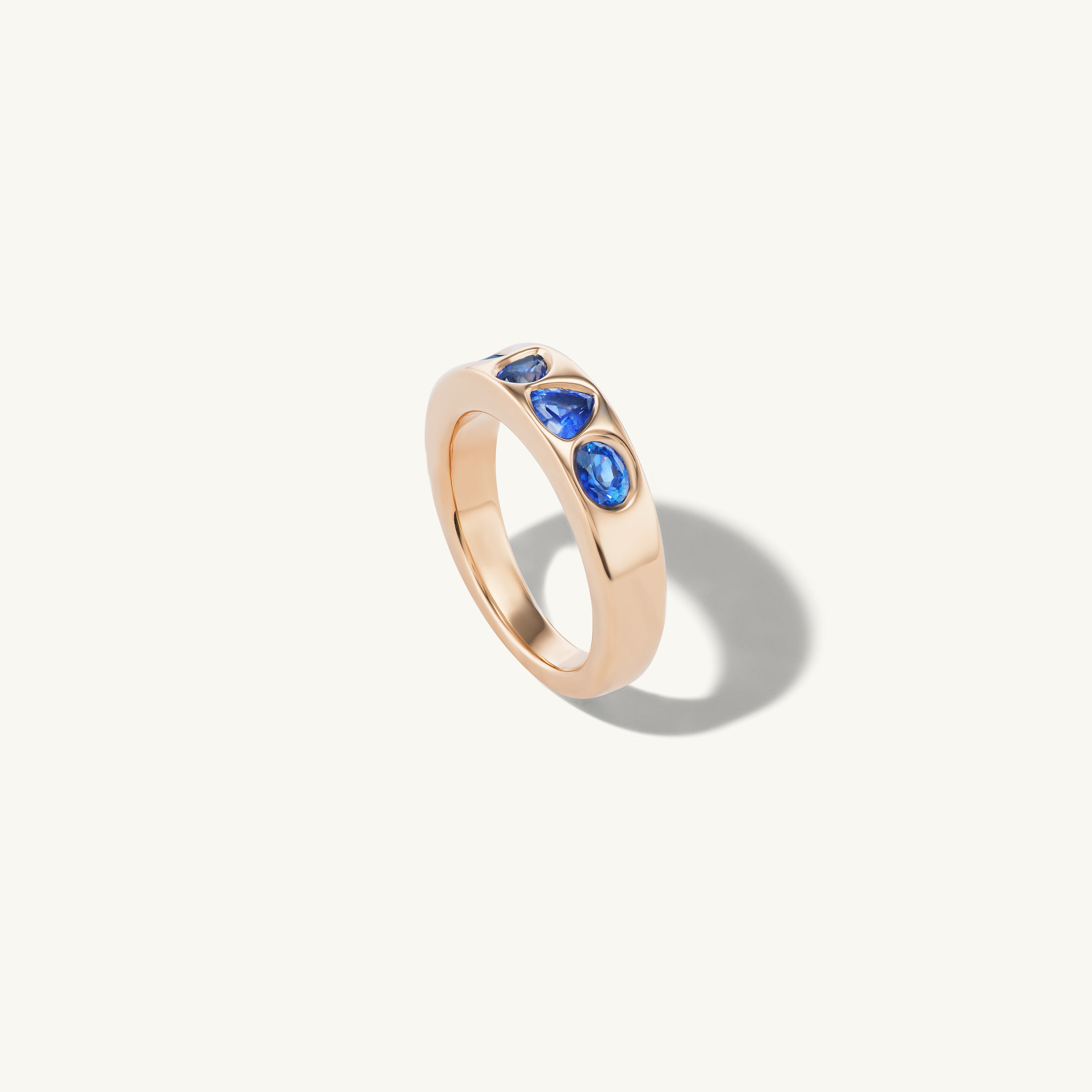 Blue Sapphire Geometric Band