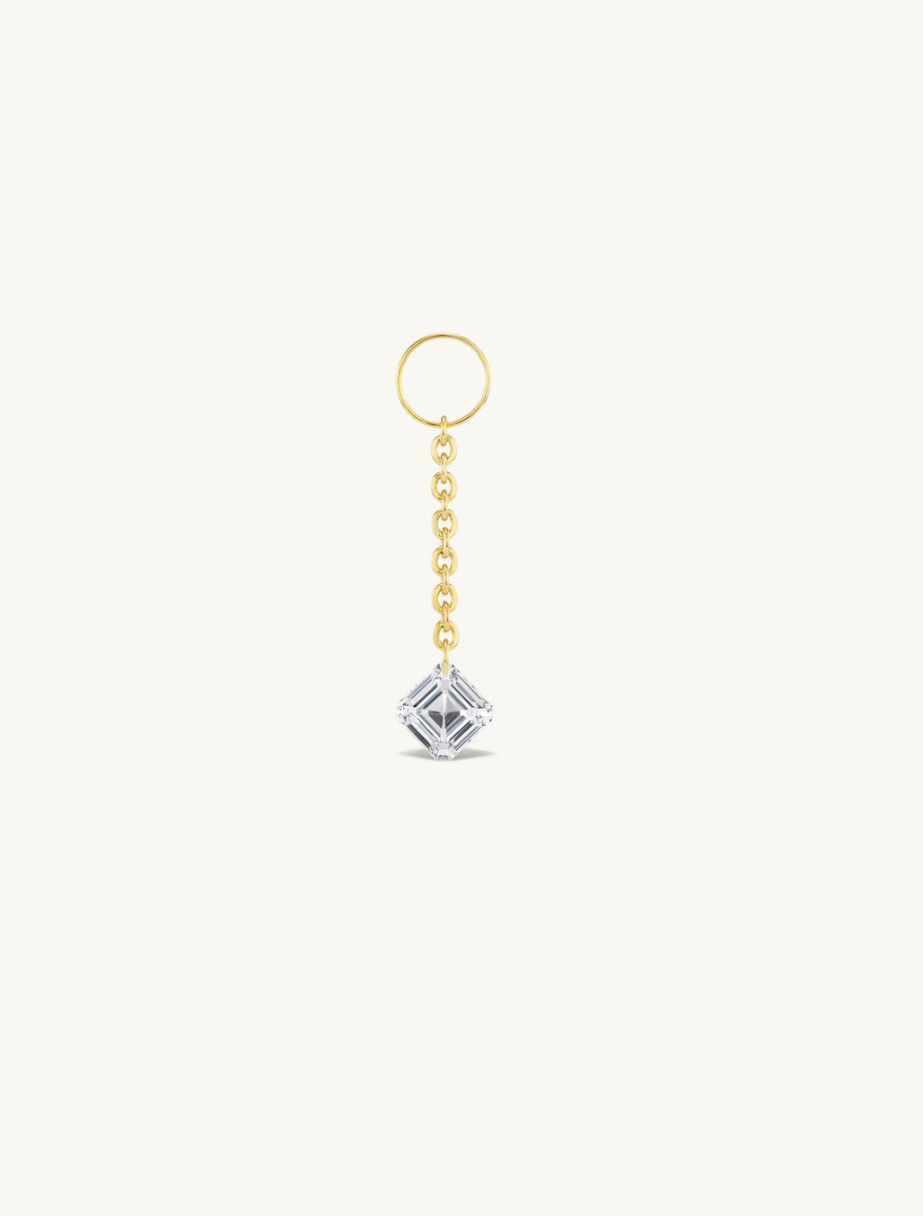 Dangling Asscher Pierced Diamond Charm Huggies