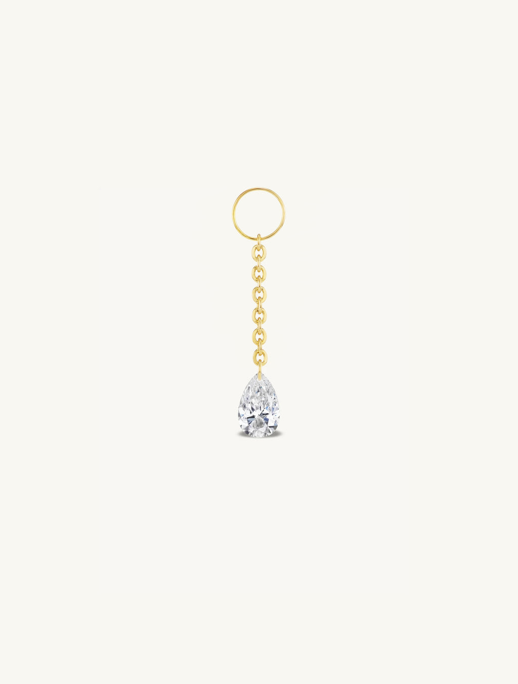 Dangling Pear Pierced Diamond Charm Huggies