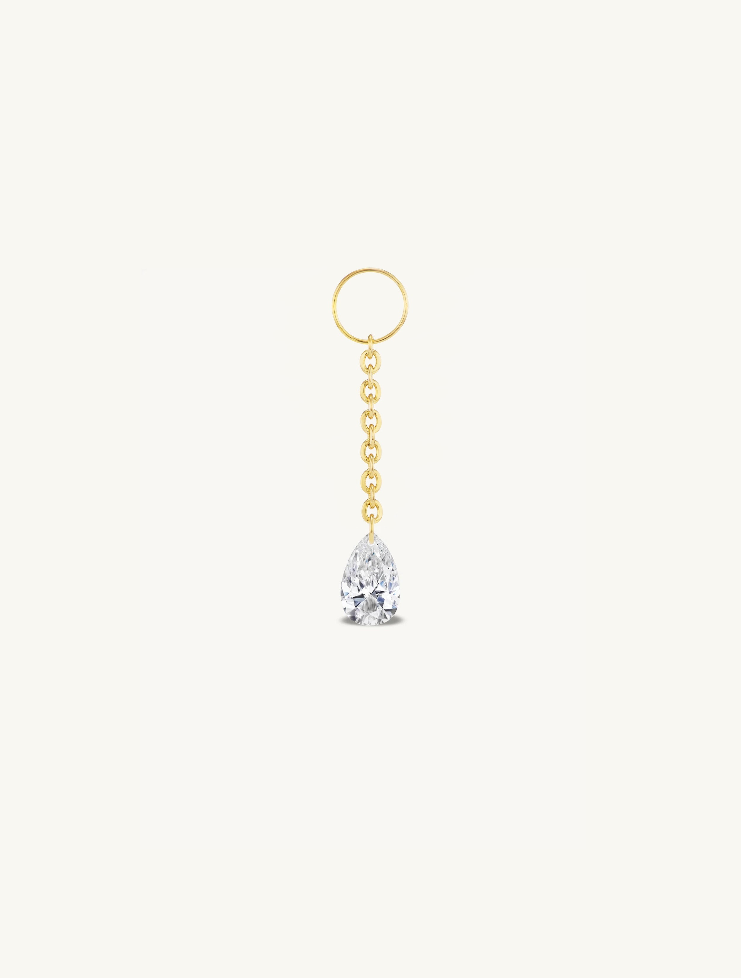 Dangling Pear Pierced Diamond Charm for Huggies