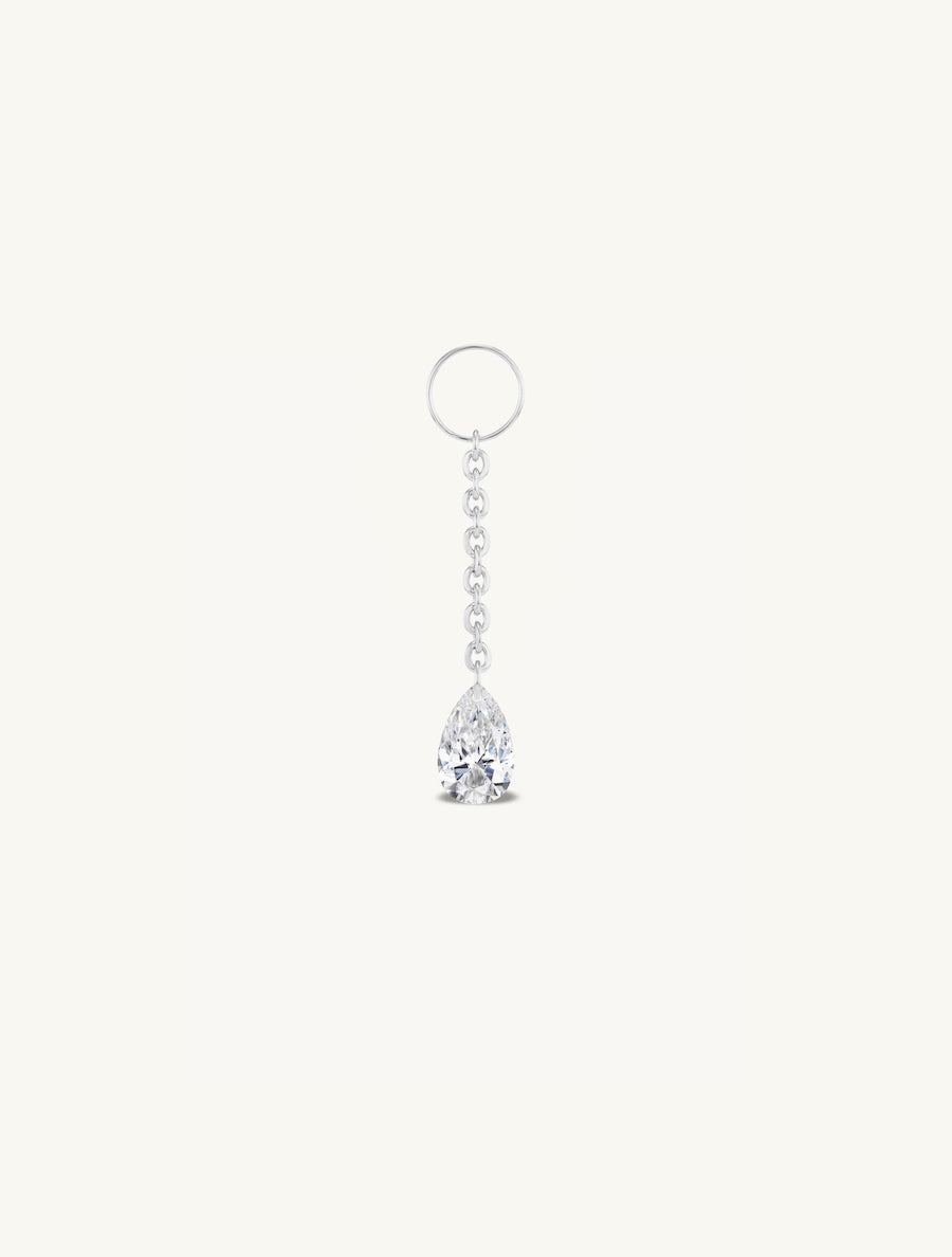 Dangling Pear Pierced Diamond Charm for Huggies