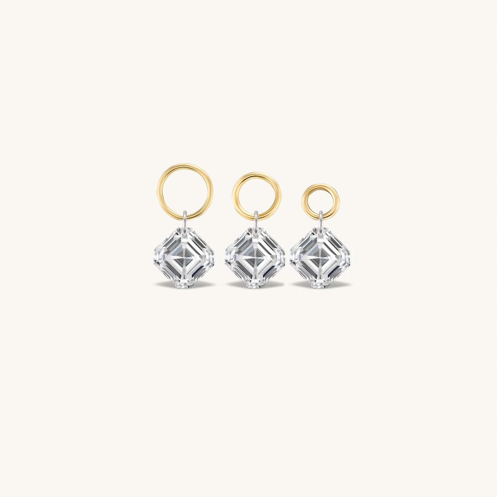 Small Asscher Pierced Diamond Charm for Huggies