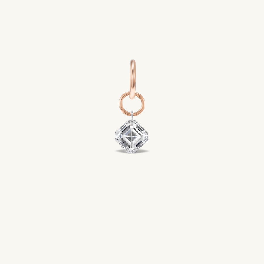 Small Asscher Pierced Diamond Charm for Chains