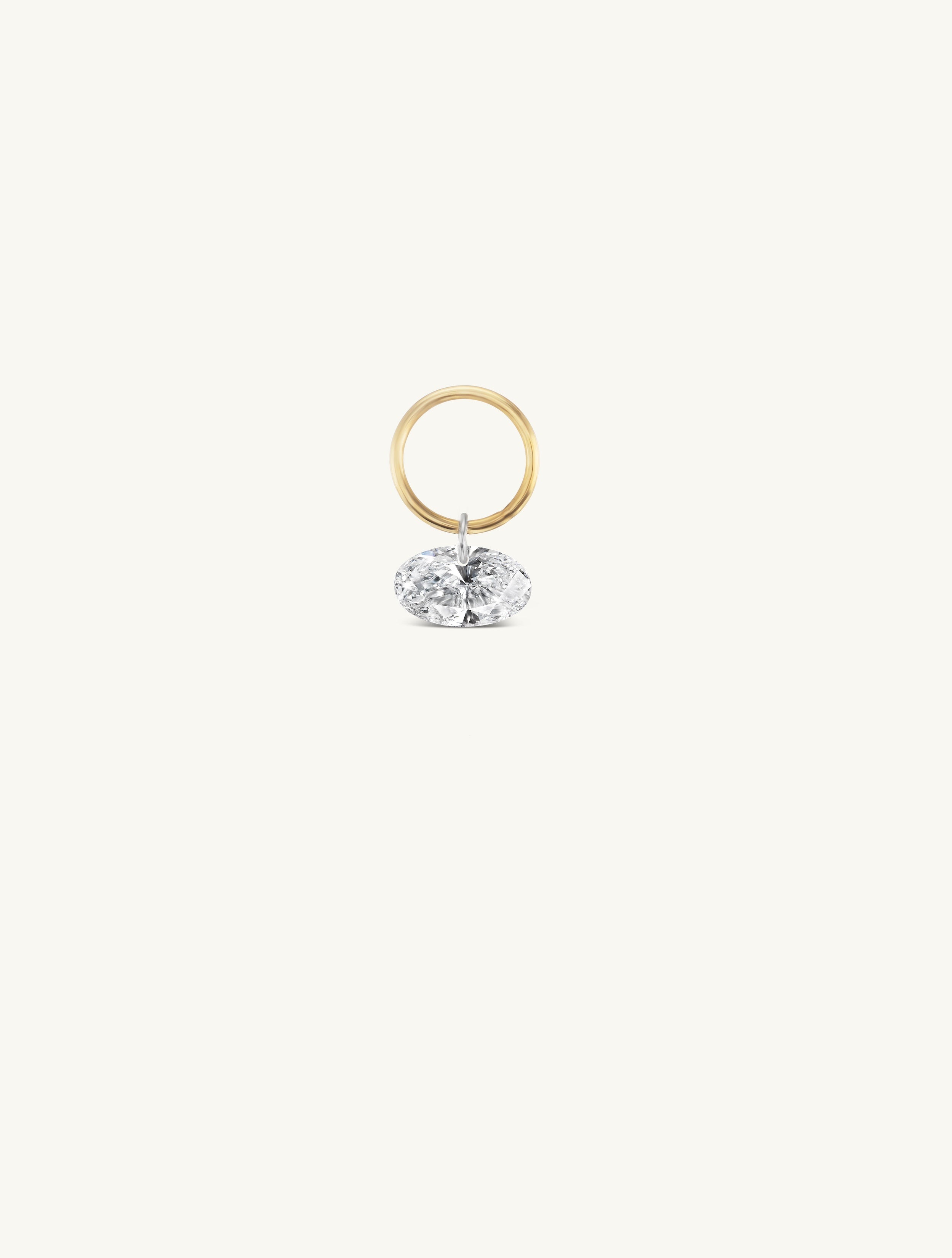Small Oval Pierced Diamond Charm for Huggies