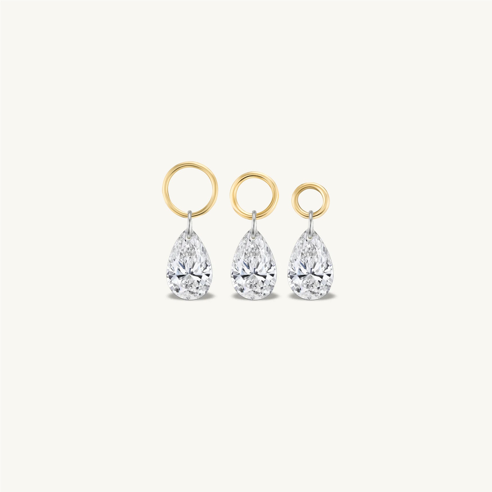 Small Pear Pierced Diamond Charm for Huggies