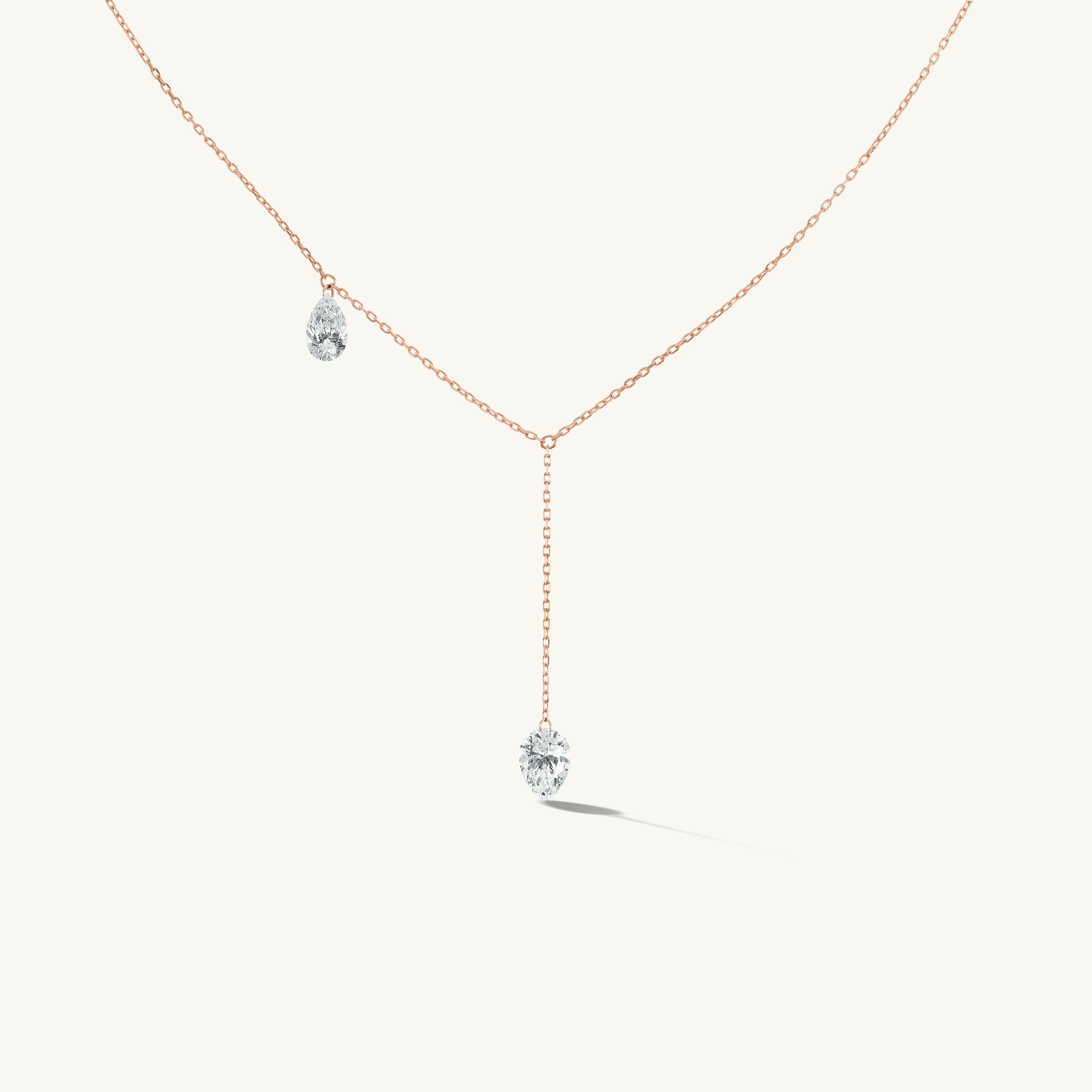 Duo Pierced Pear Diamond Necklace