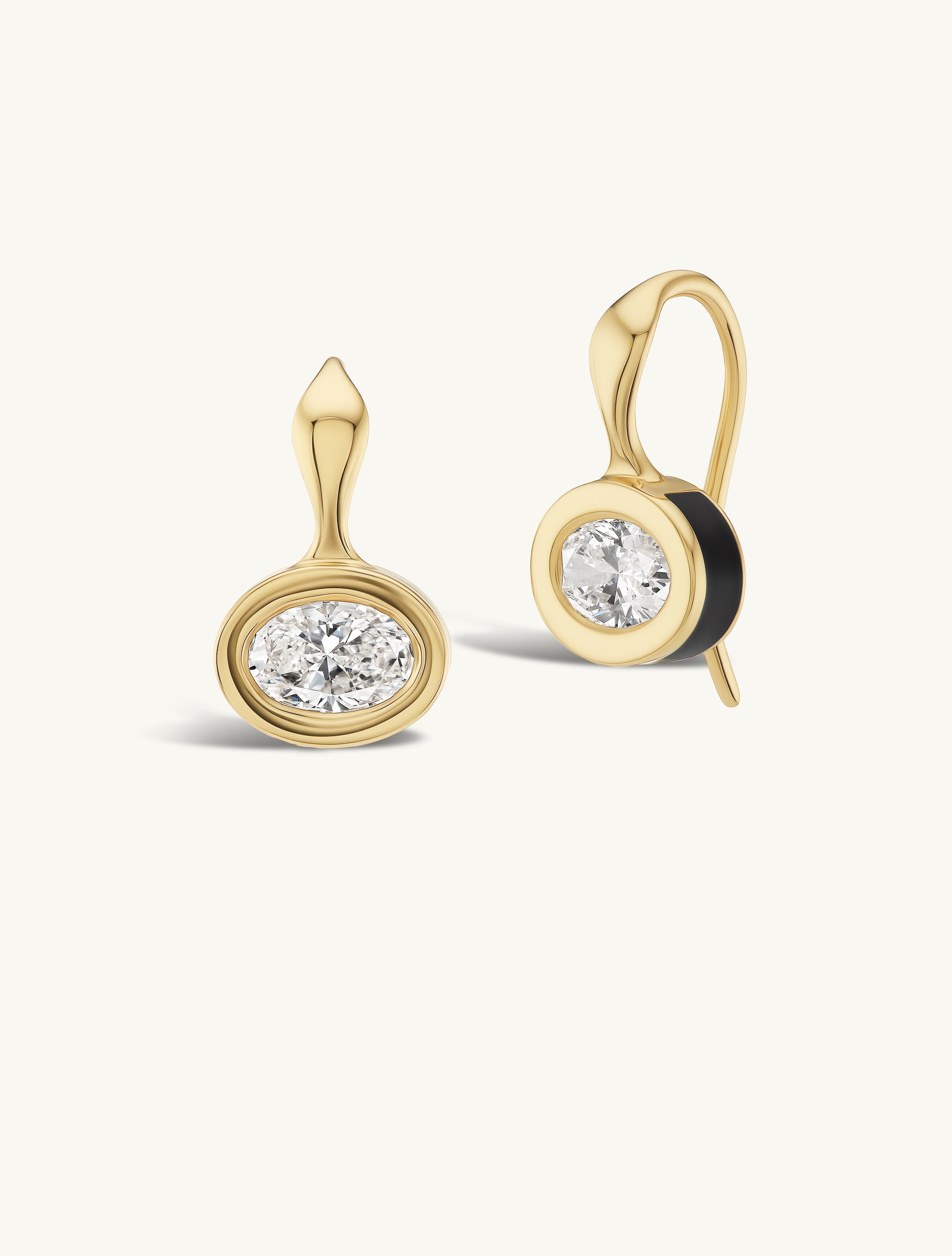 SRJ X ZM Petite Oval Diamond and Enamel Earrings