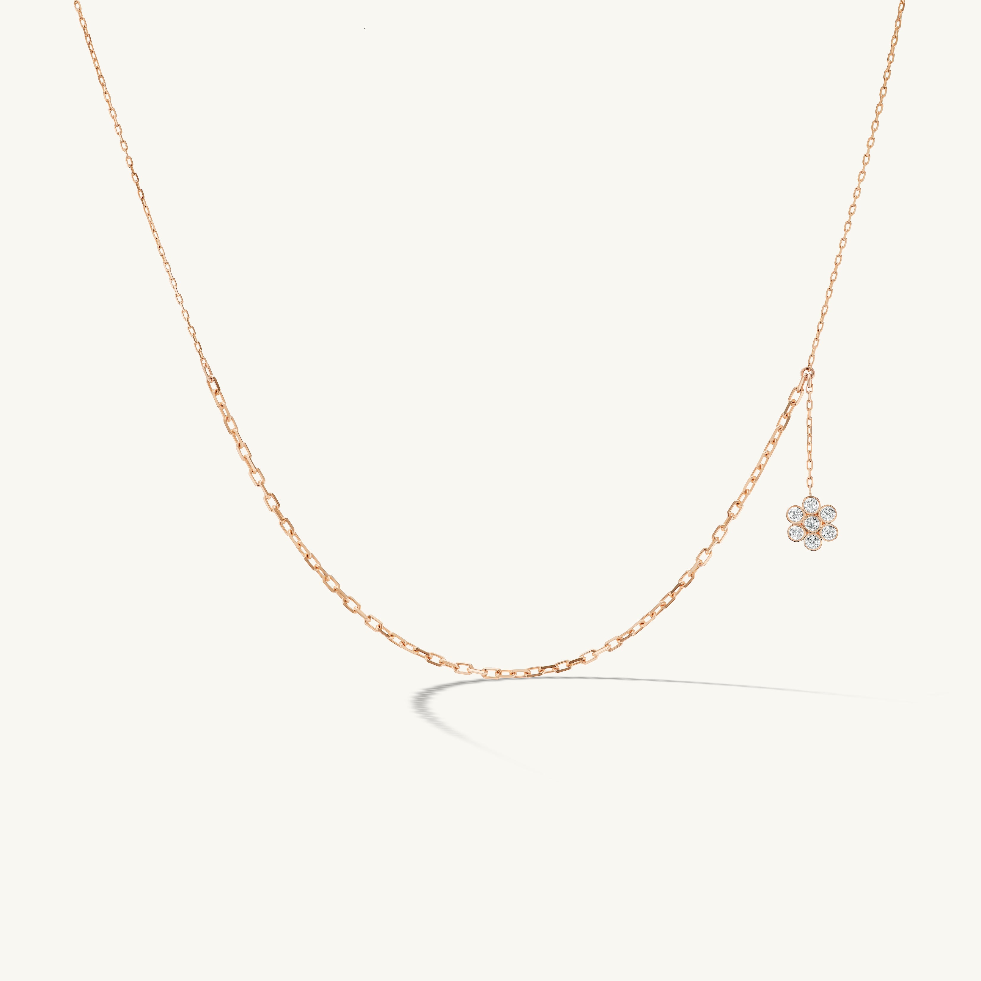 Asymmetrical Diamond Flower Necklace