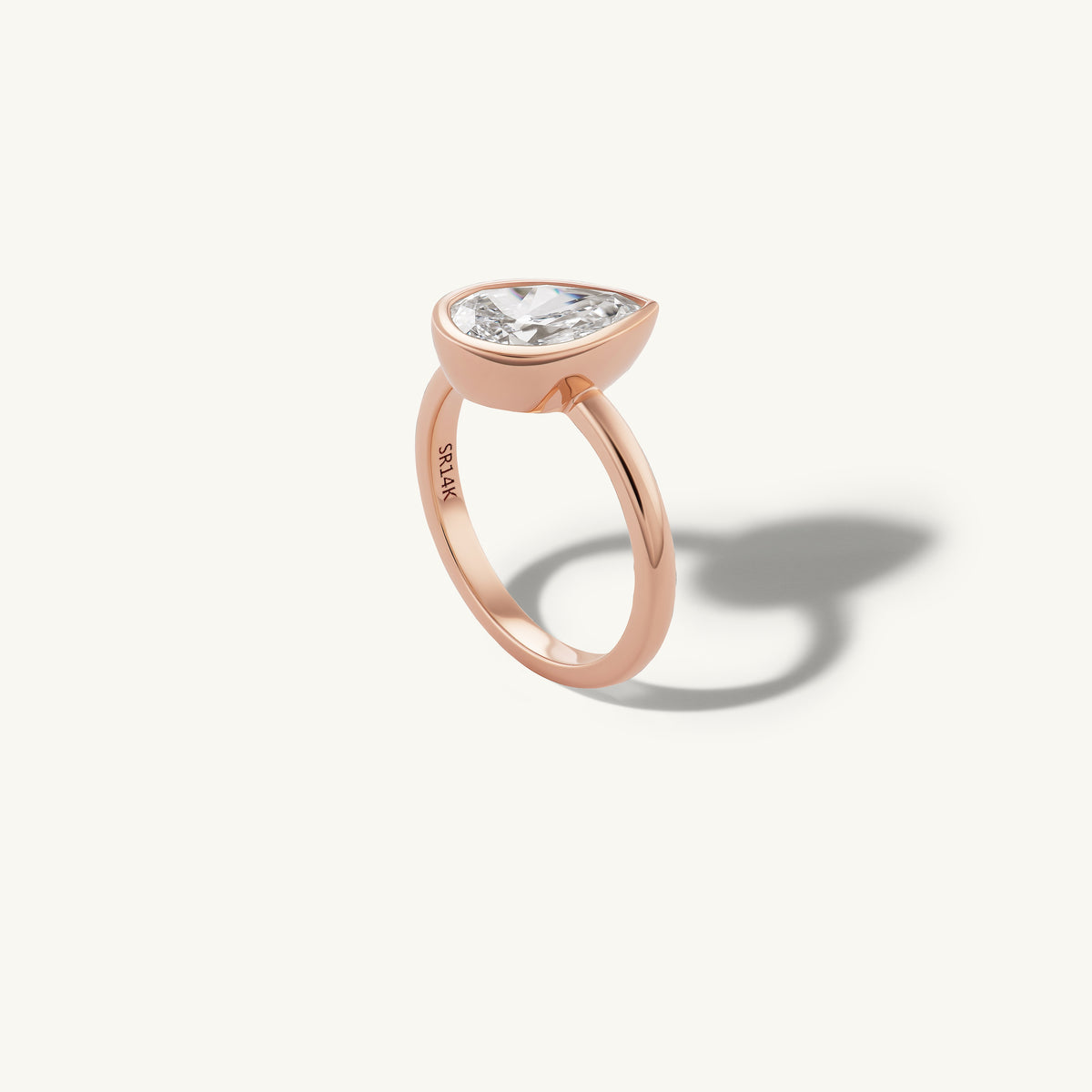 Tilted Pear Pinky Ring