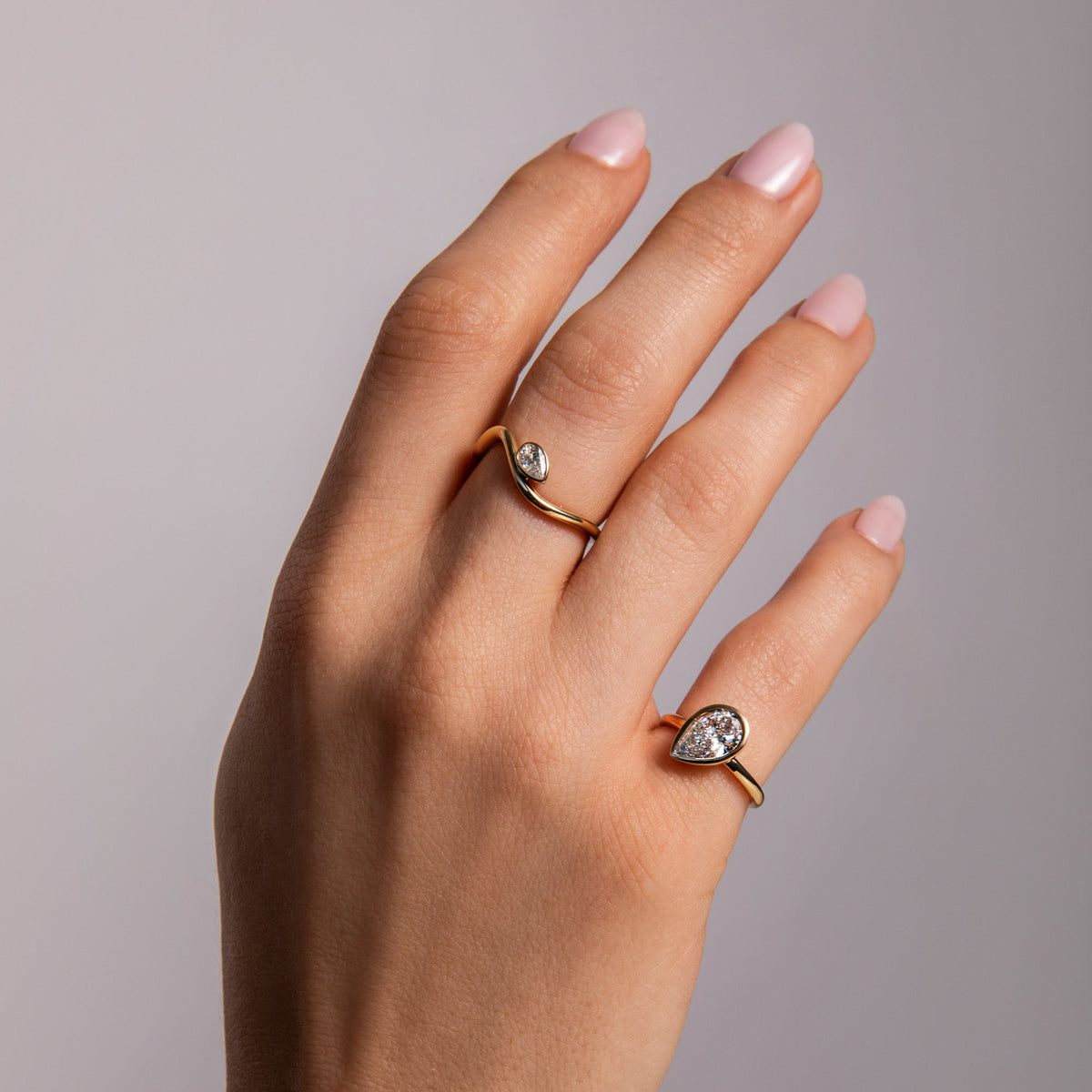 Tilted Pear Pinky Ring