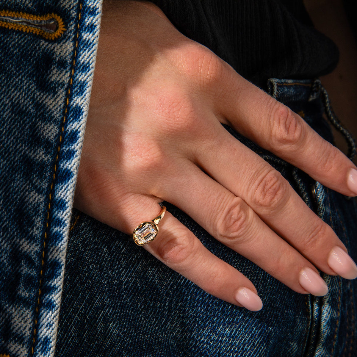 Organic Emerald Pinky Ring
