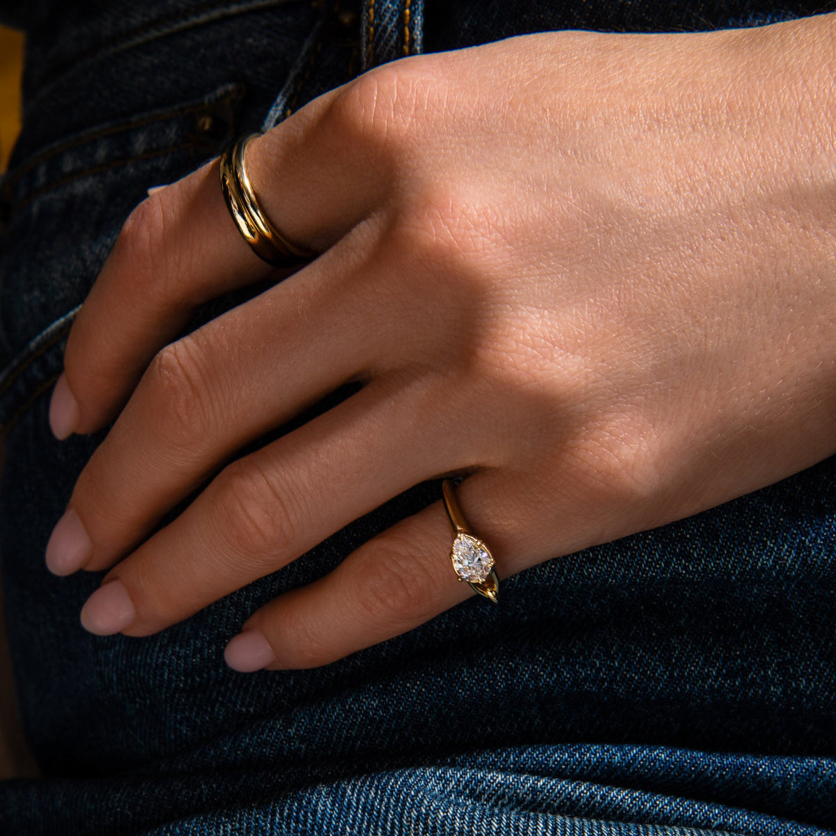 Georgian Pear Wrapping Pinky Ring