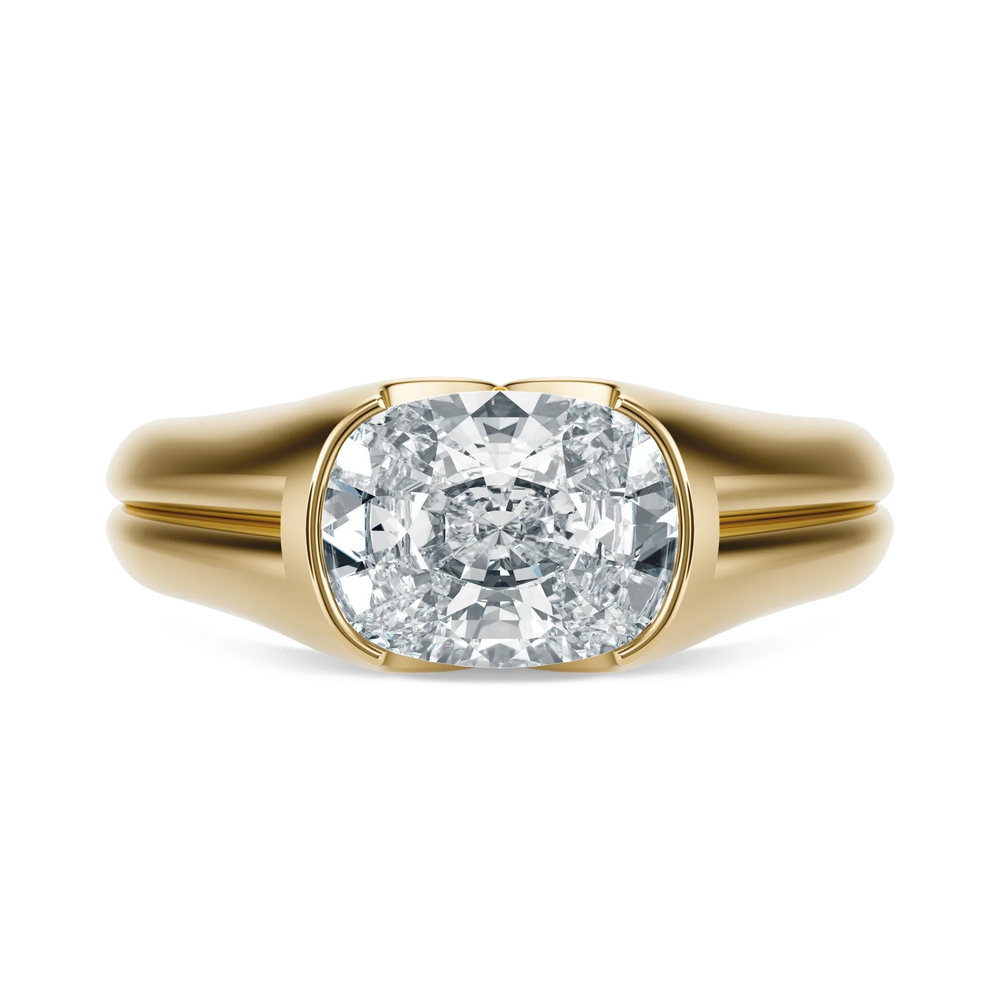Sunset Grooved - Elongated Cushion, 2.5CT - Front View