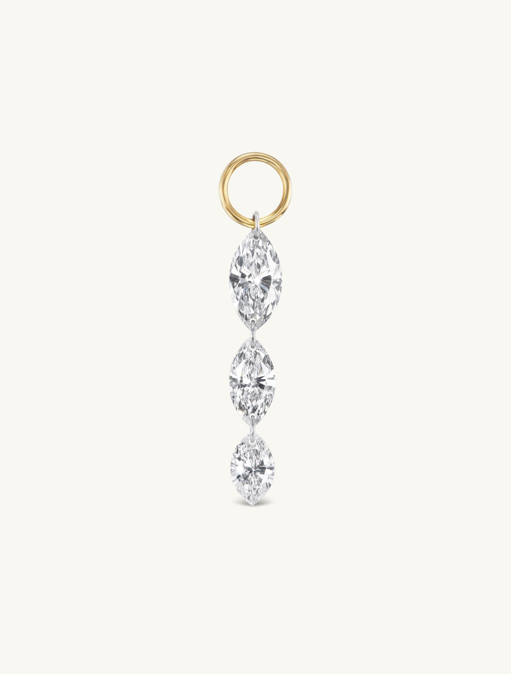 Triple Marquise Pierced Diamond Charm Huggies