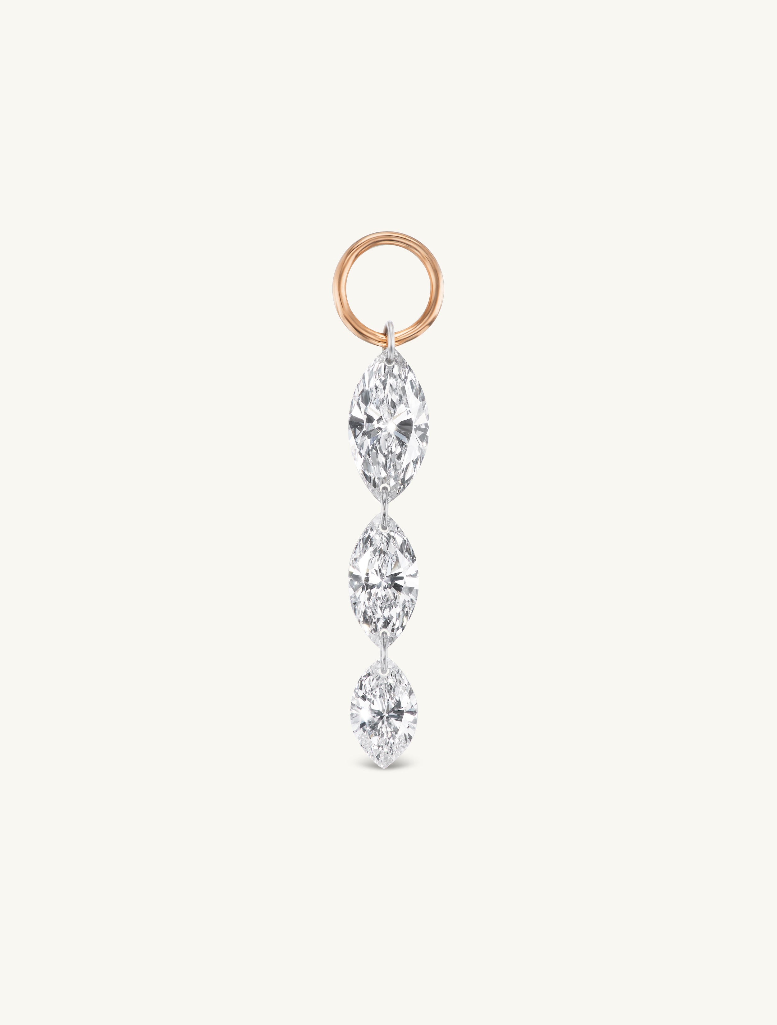 Triple Marquise Pierced Diamond Charm for Huggies