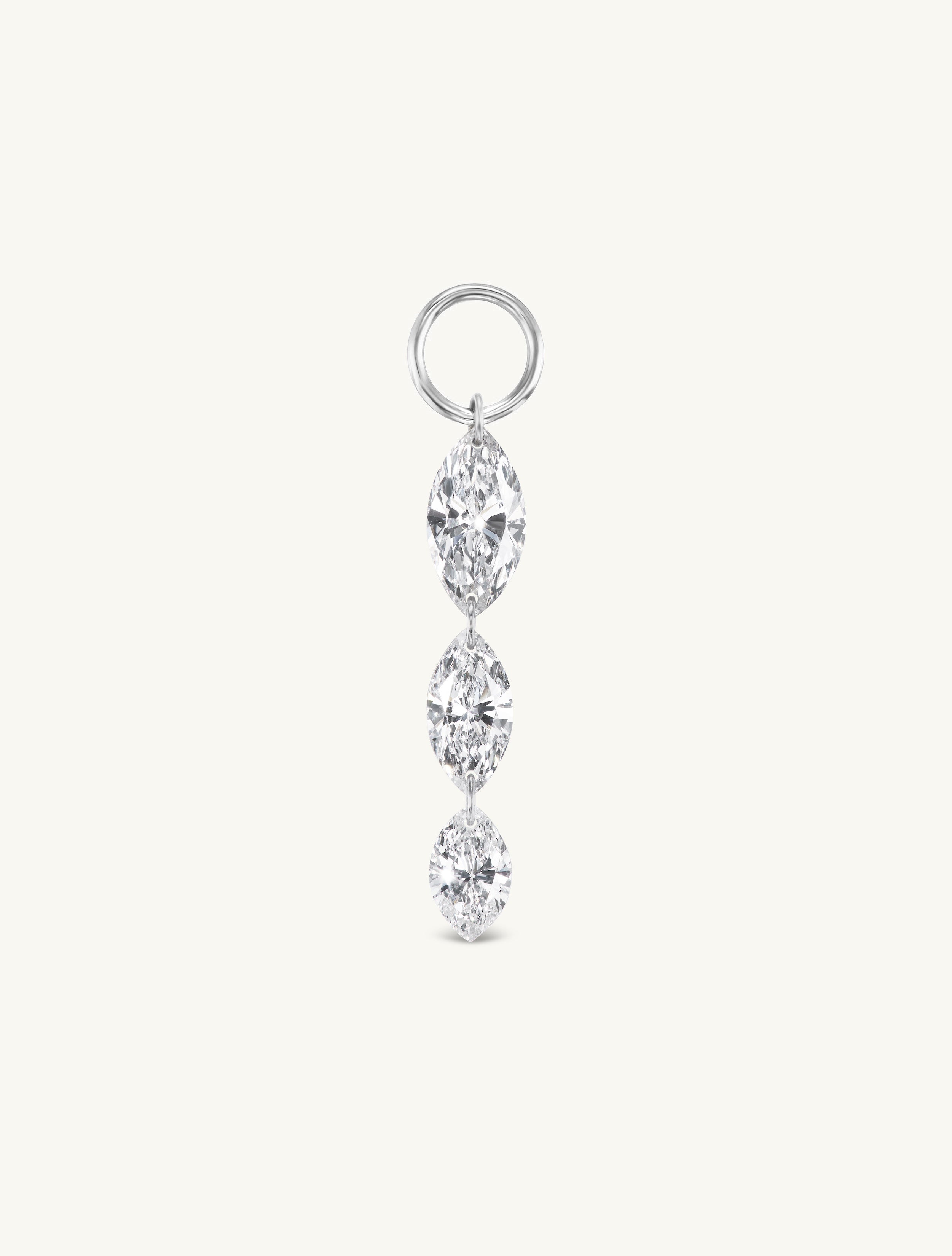 Triple Marquise Pierced Diamond Charm for Huggies