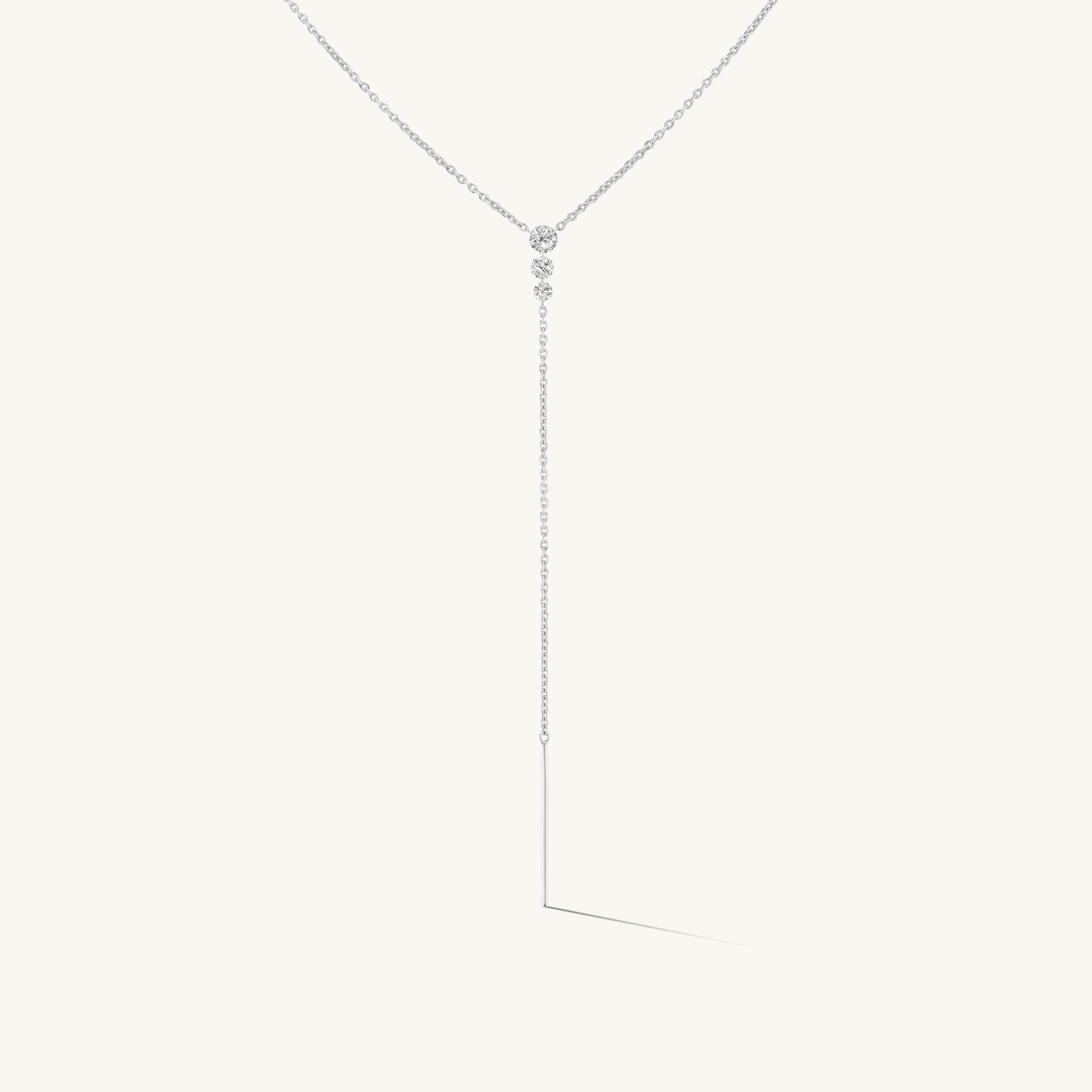 Triplet Round Pierced Diamond Lariat