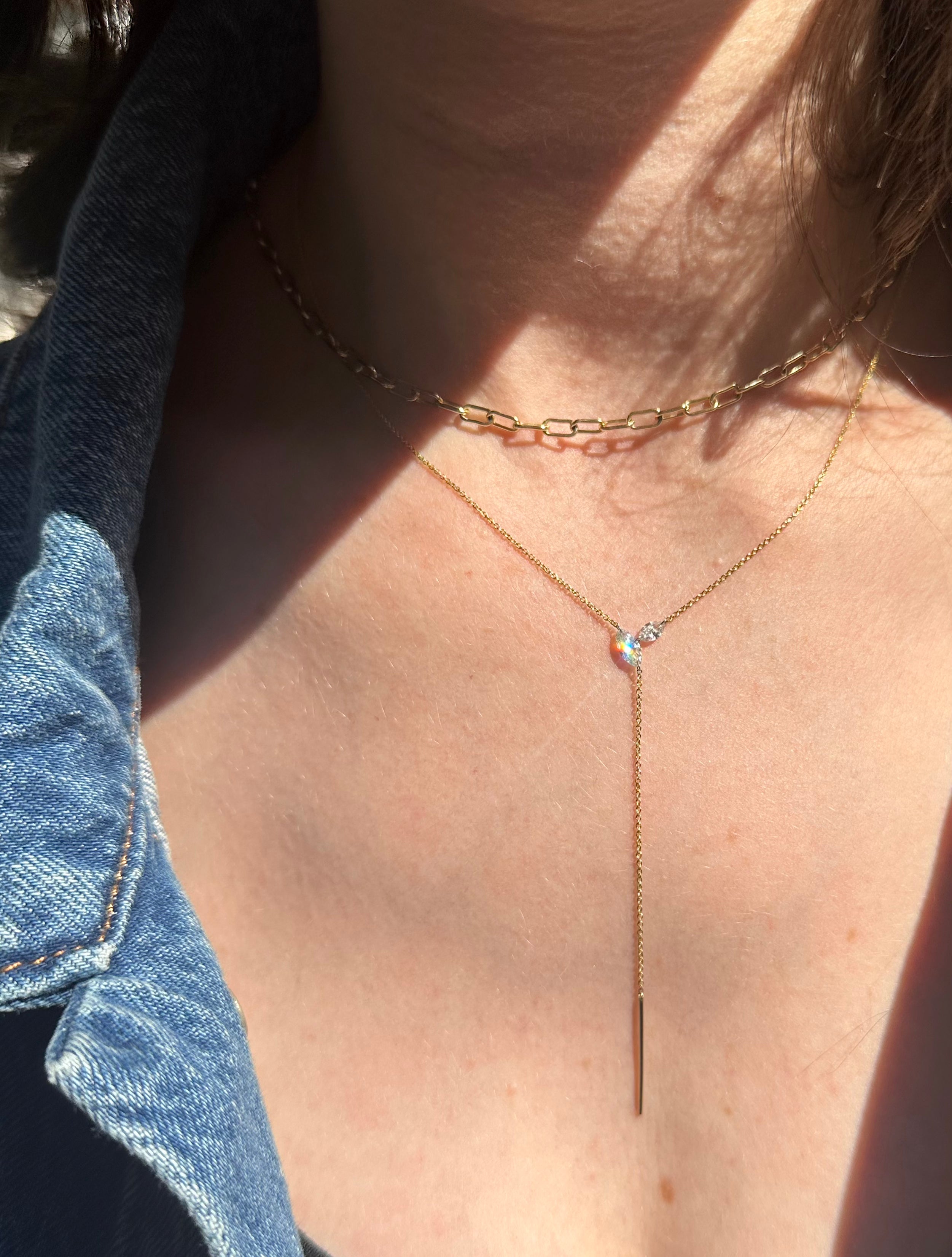 Pierced Marquise Twin Lariat