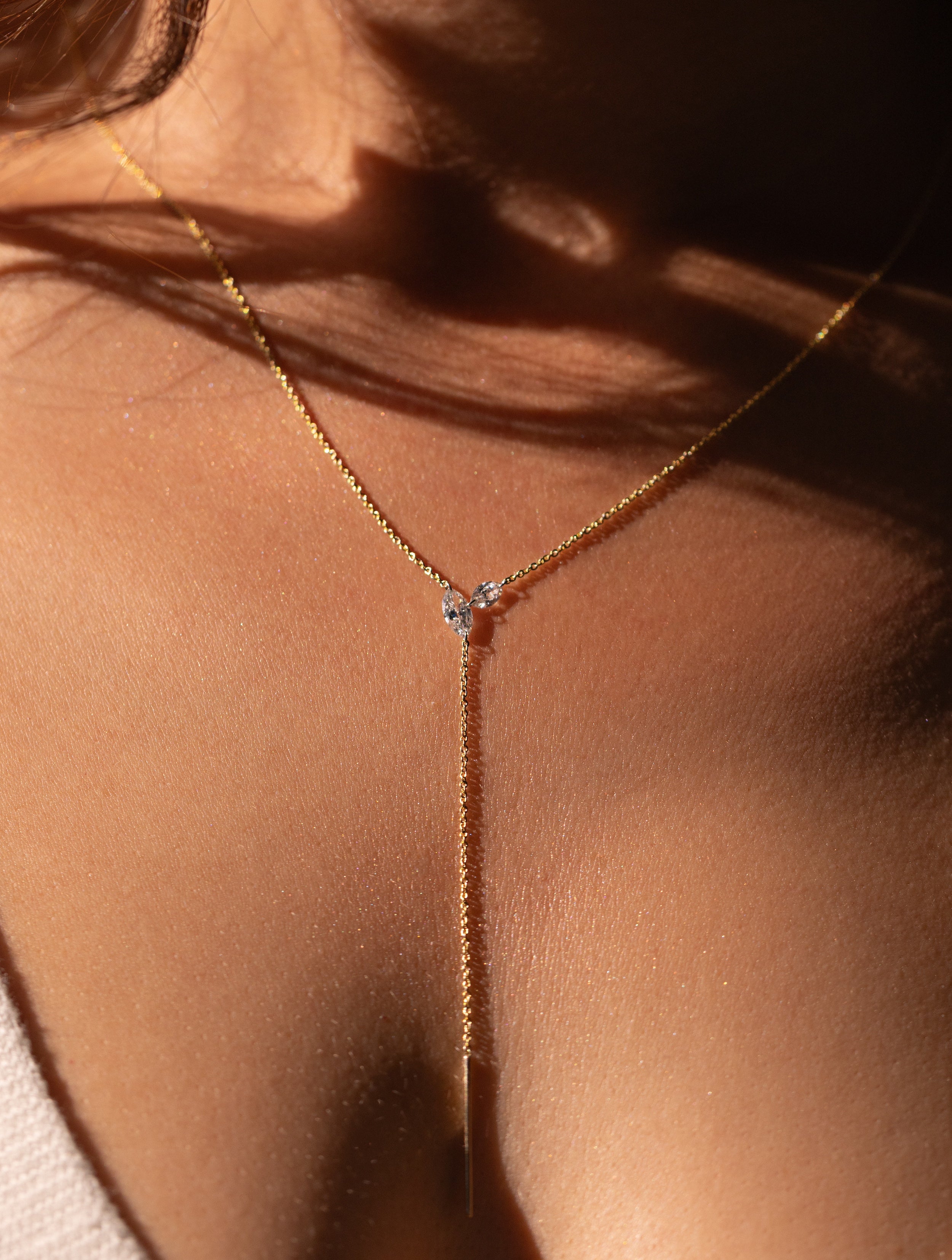 Pierced Marquise Twin Lariat