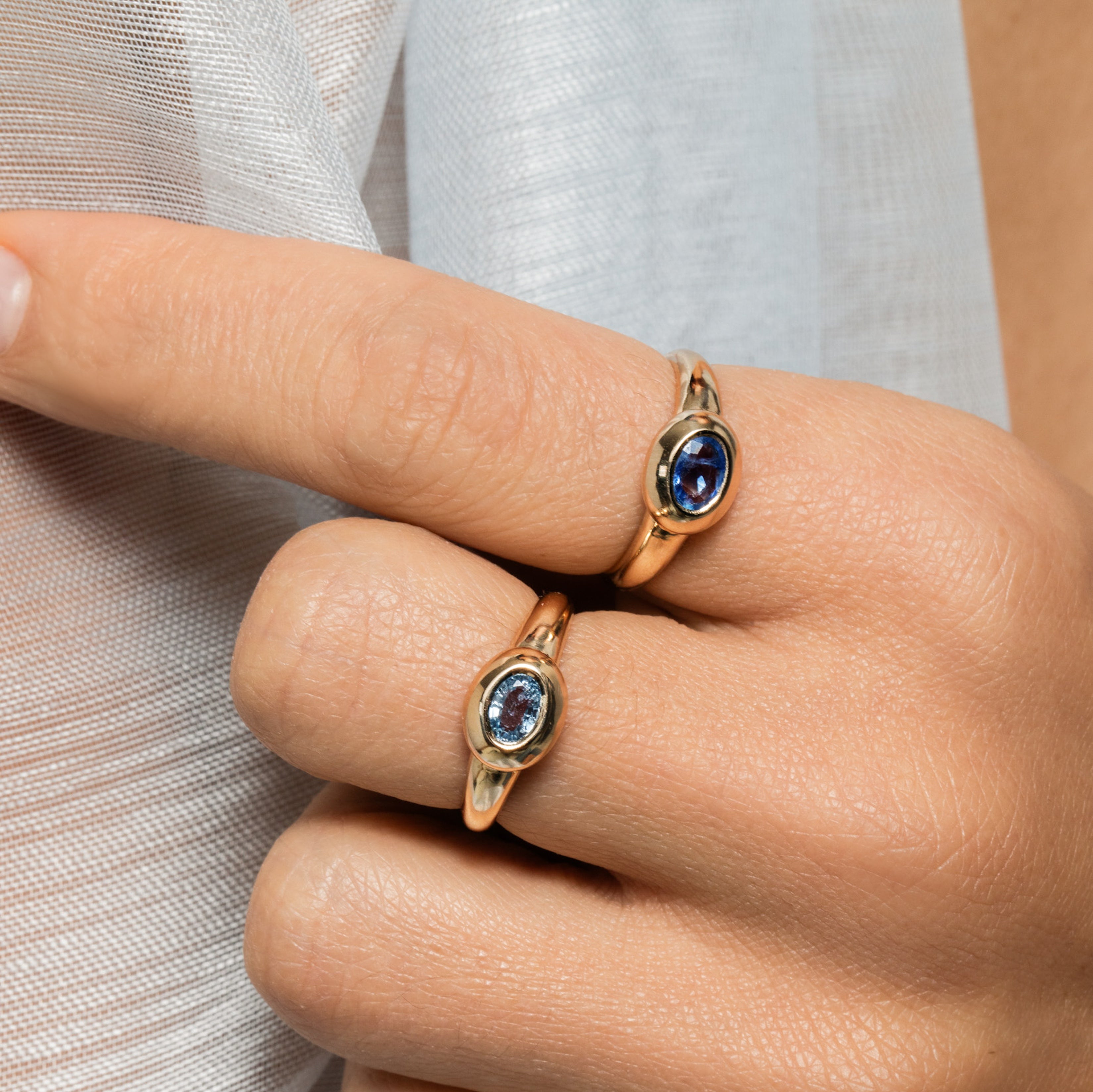 Blue Sapphire Venus Pinky Ring