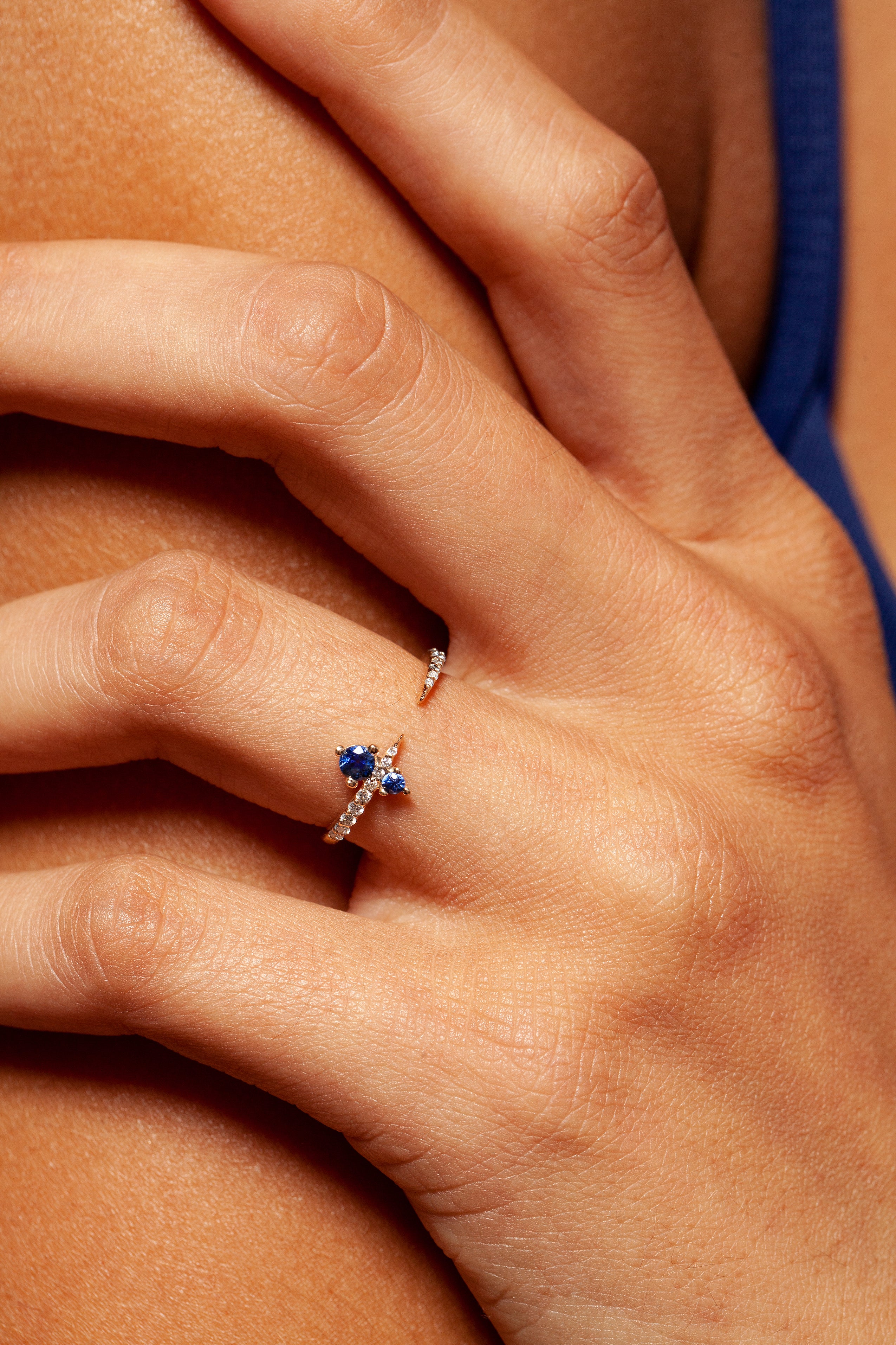 Pave Apex Ring with Sapphire